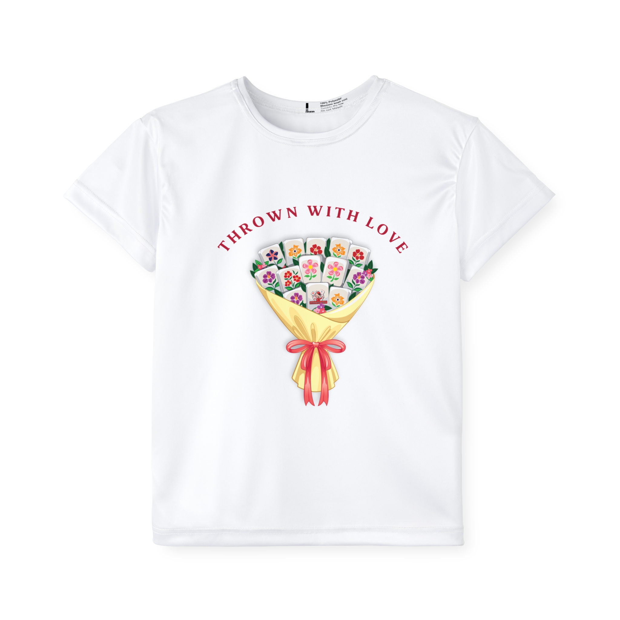 Kids Floral Mahjong Bouquet Sports Jersey — Cute Mahjong Tile Flower Bouquet Tee for Kids - Image 2
