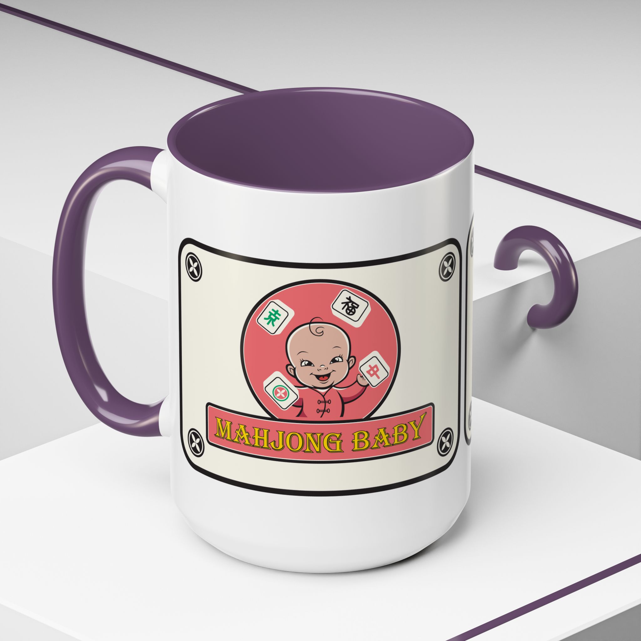 Mahjong Baby Accent Coffee Mug | Retro Ceramic Cup (11oz & 15oz) - Image 90