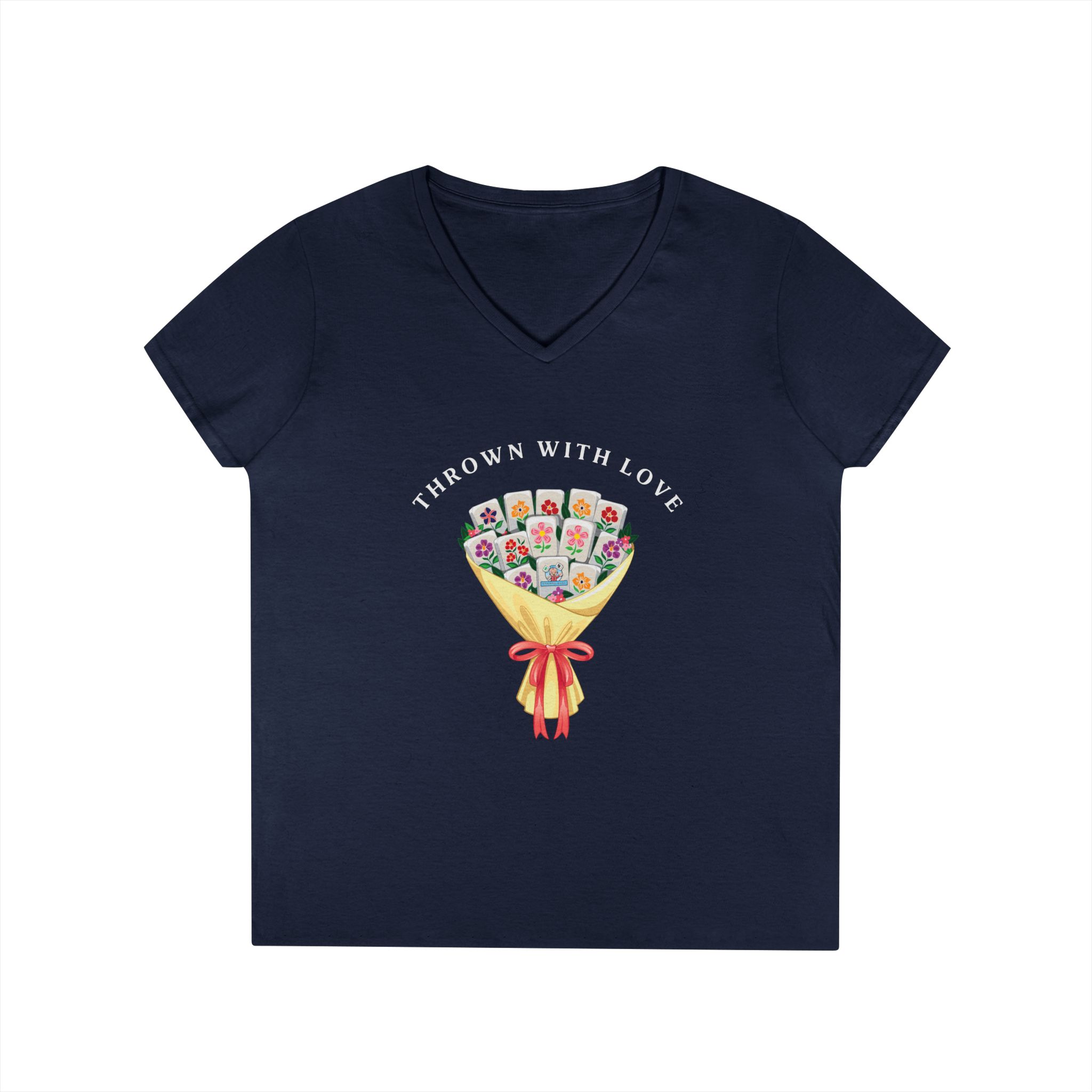 Thrown With Love Classic Mahjong Women’s V-Neck T-Shirt - Image 25