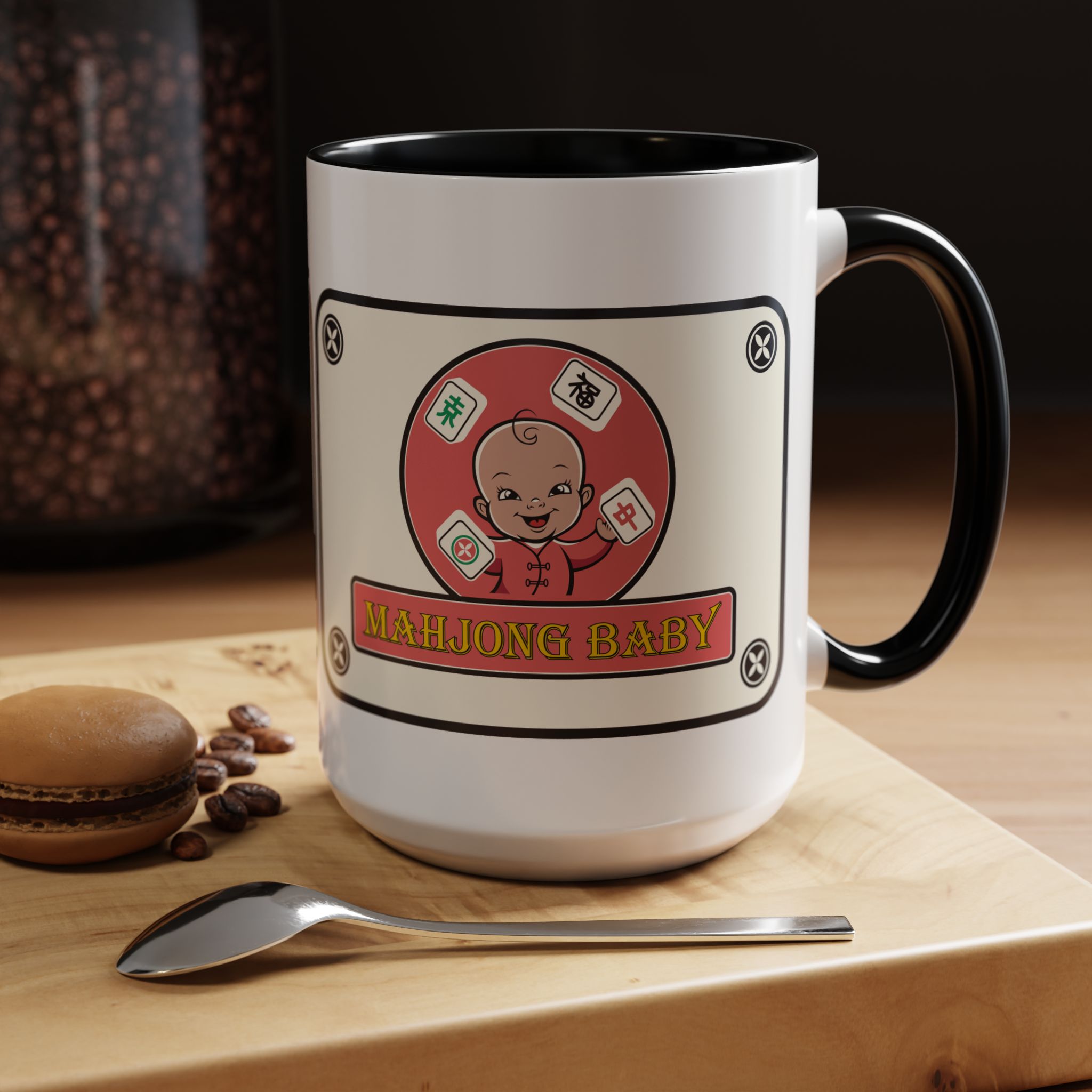 Mahjong Baby Accent Coffee Mug | Retro Ceramic Cup (11oz & 15oz) - Image 23