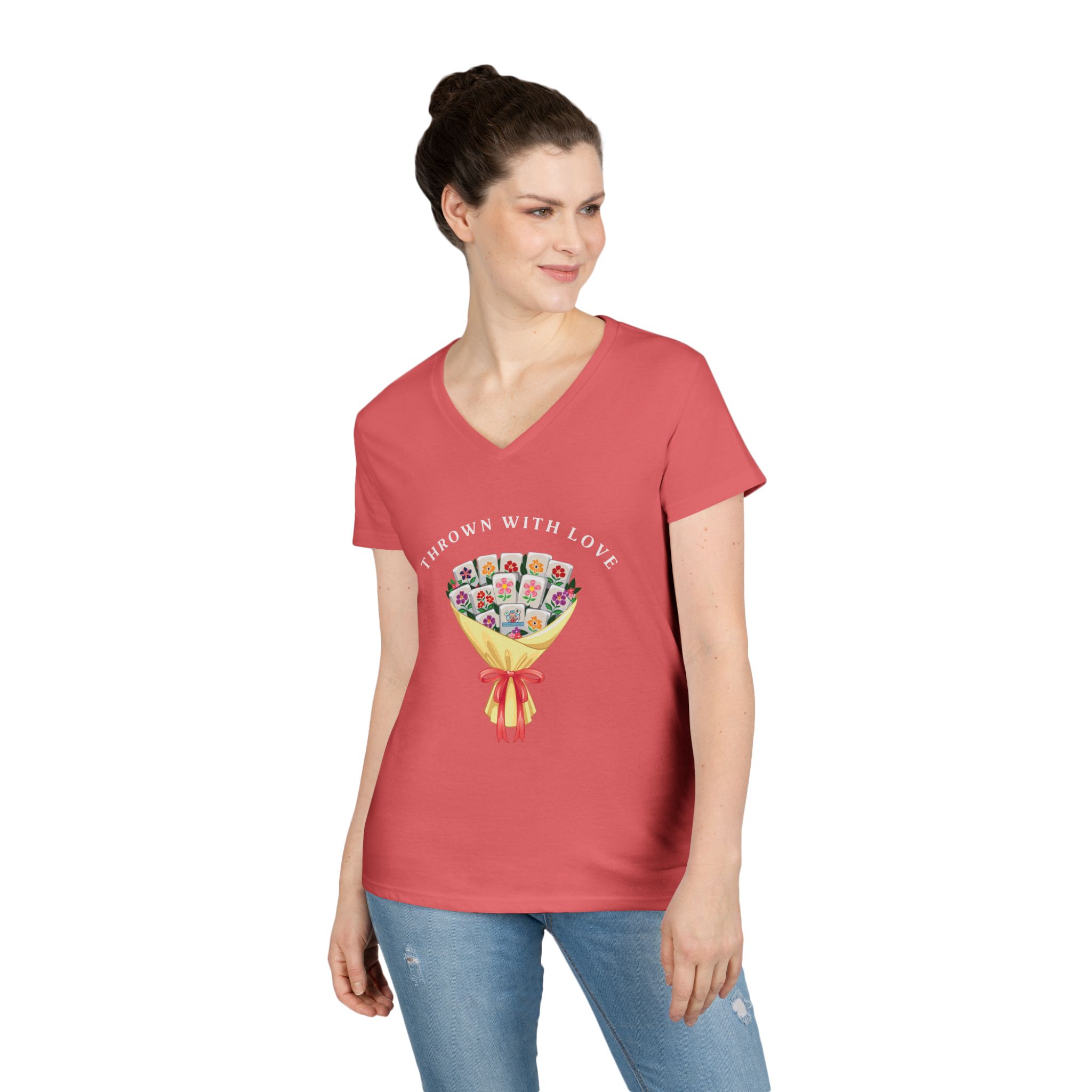 Thrown With Love Classic Mahjong Women’s V-Neck T-Shirt - Image 6