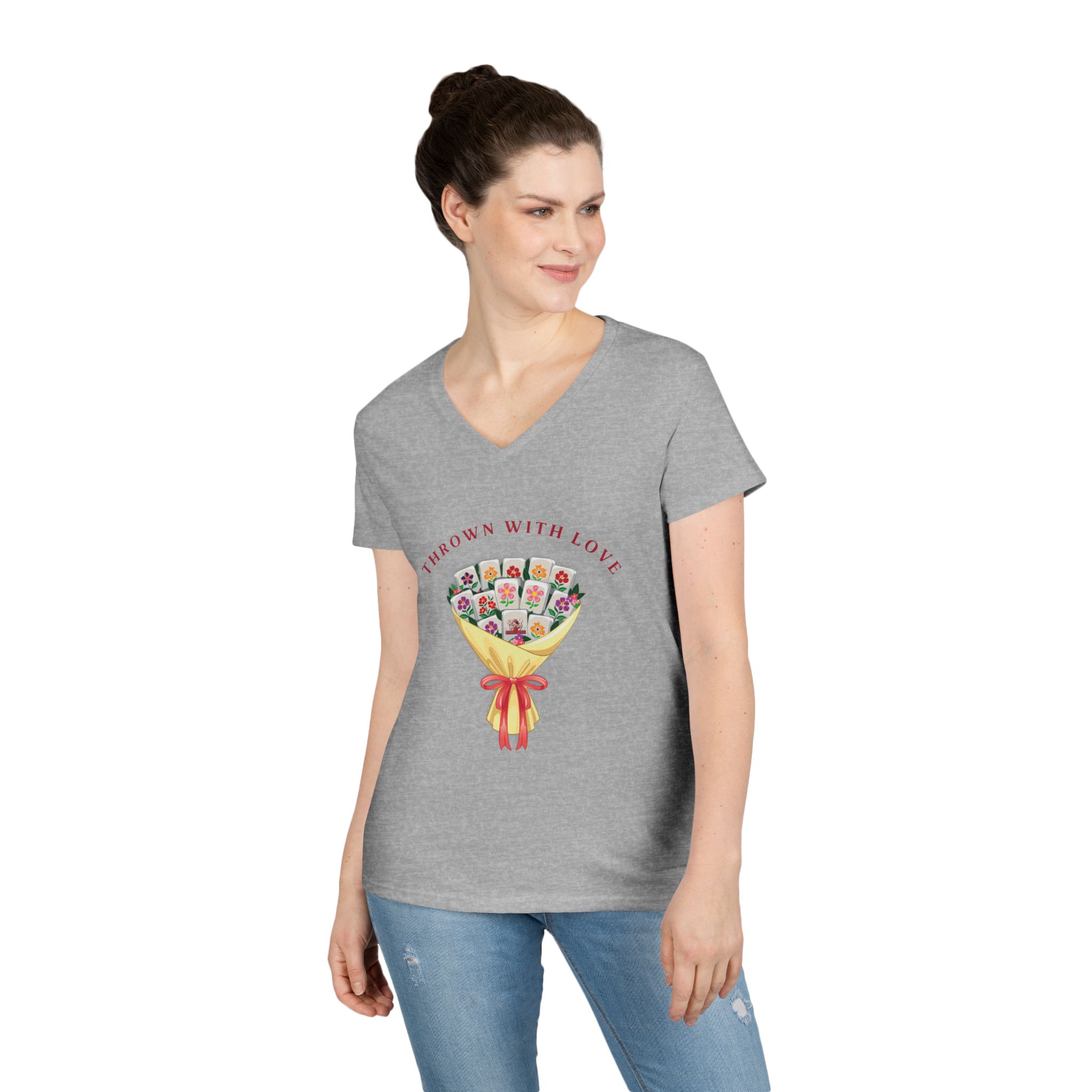 Thrown With Love Classic Mahjong Women’s V-Neck T-Shirt - Image 12