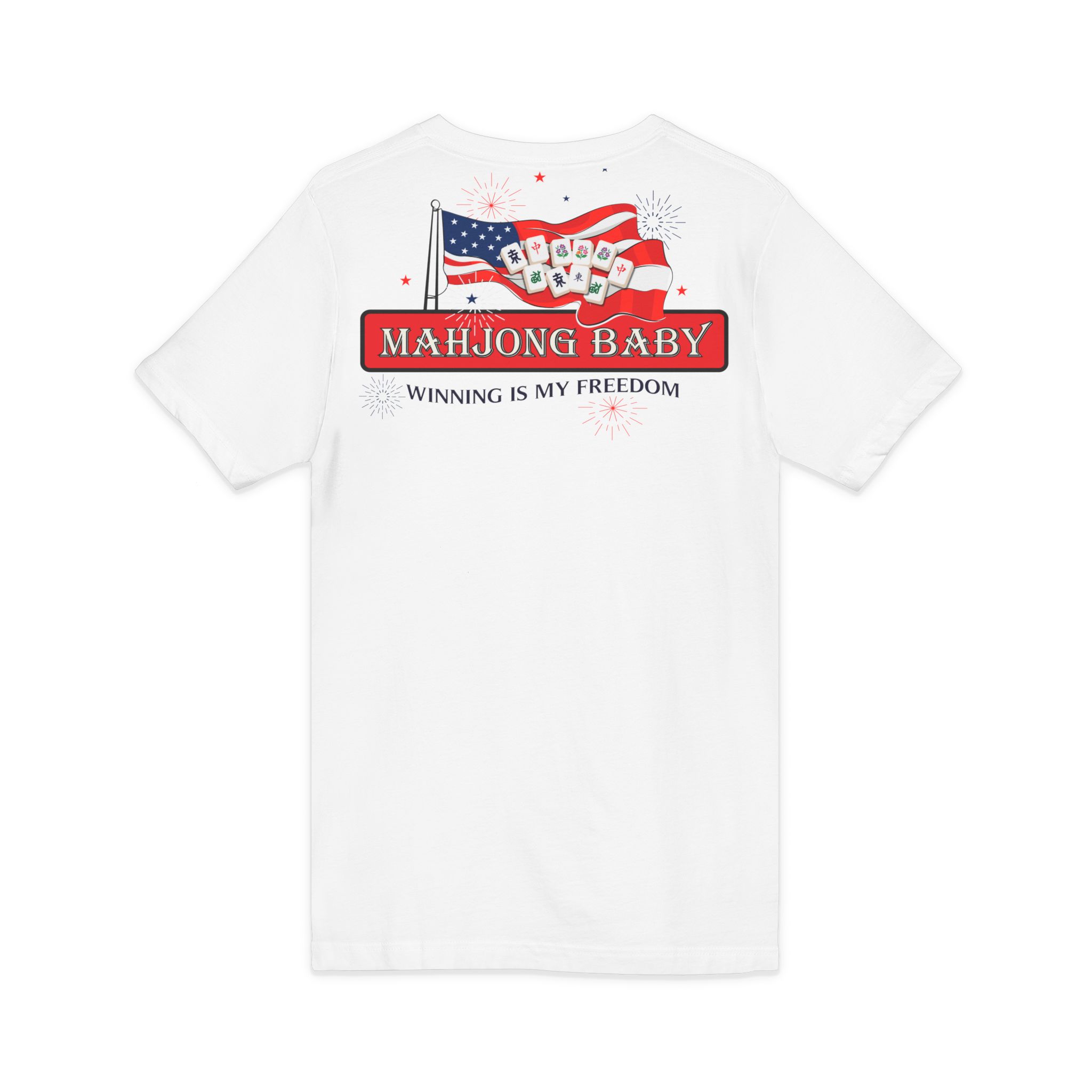 4th of July Mahjong Baby V-Neck T-Shirt | Patriotic Mahjong Tee - Image 4