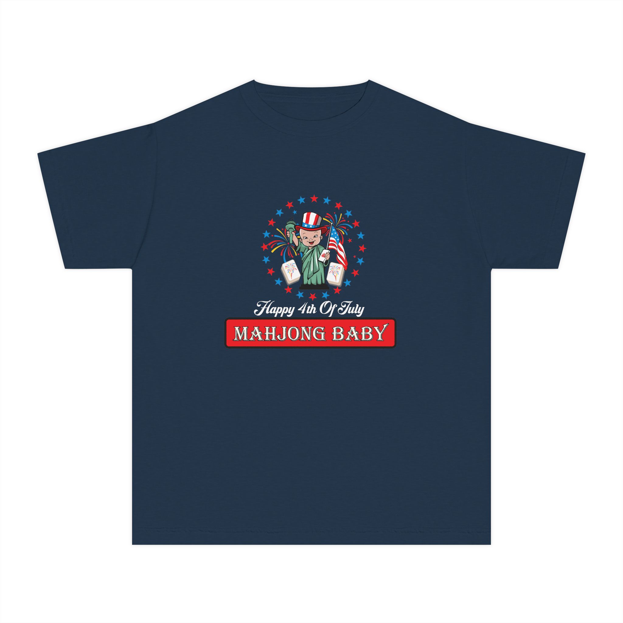 Happy 4th of July Mahjong Baby Youth Tee | Patriotic Kids Mahjong Shirt - Image 2