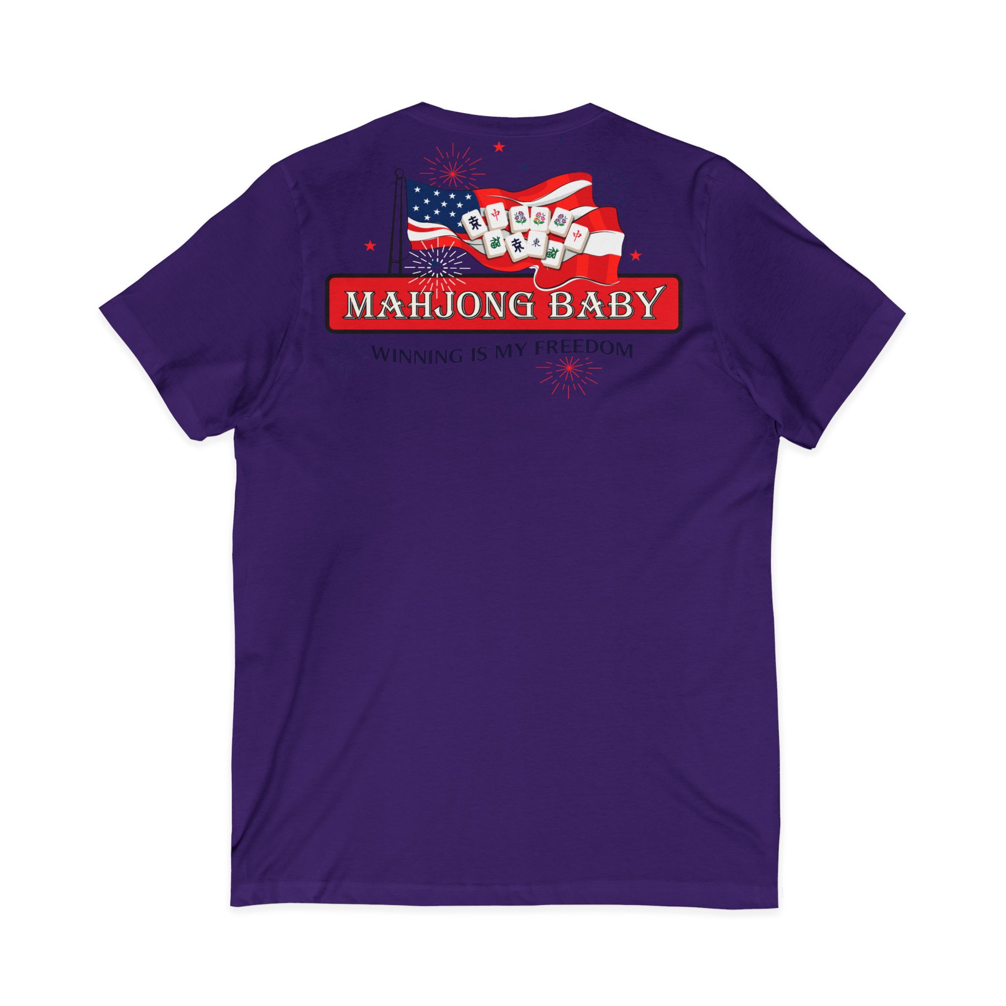 4th of July Mahjong Baby V-Neck T-Shirt | Patriotic Mahjong Tee - Image 26