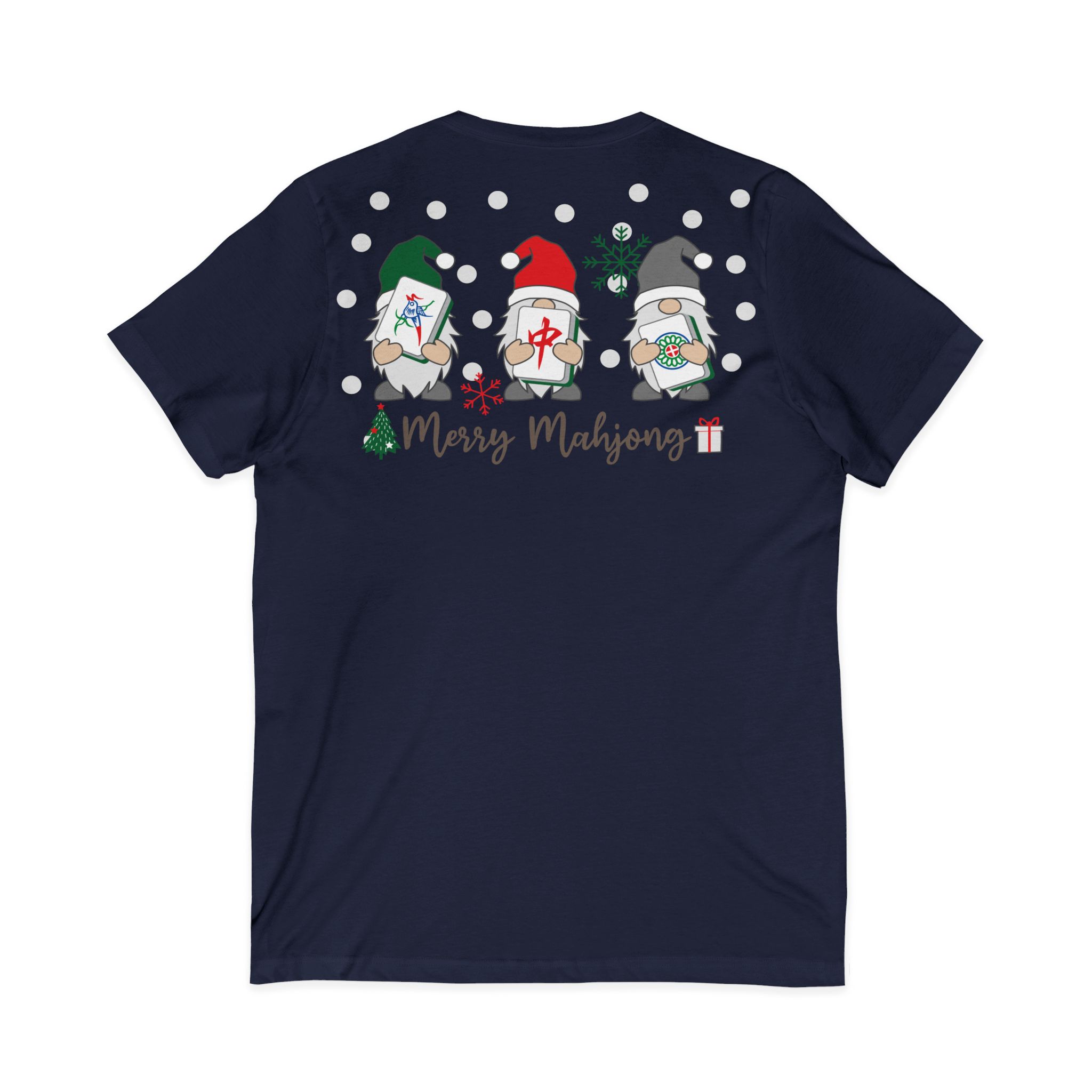 Merry Mahjong Christmas Tree V-Neck Tee | Festive Mahjong Tile Graphic Shirt for Game Lovers - Image 38