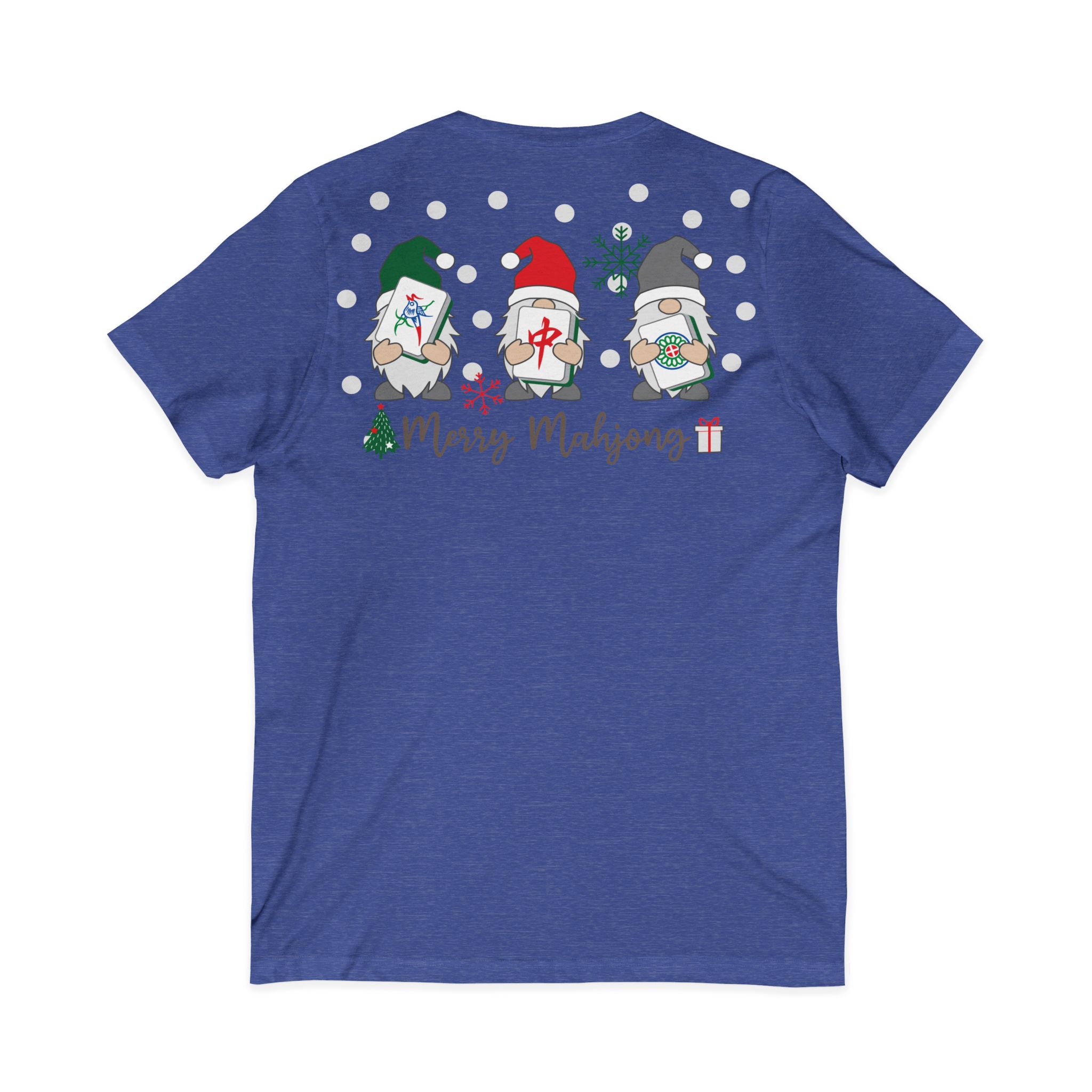 Merry Mahjong Christmas Tree V-Neck Tee | Festive Mahjong Tile Graphic Shirt for Game Lovers - Image 26