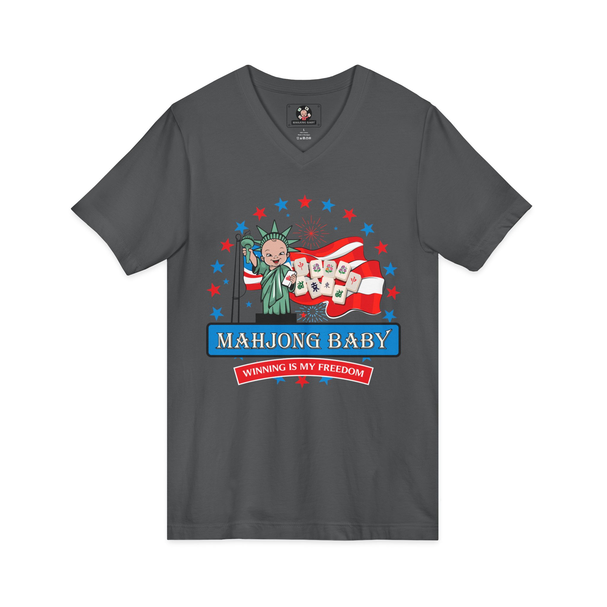 4th of July Mahjong Baby V-Neck T-Shirt | Patriotic Mahjong Tee - Image 15