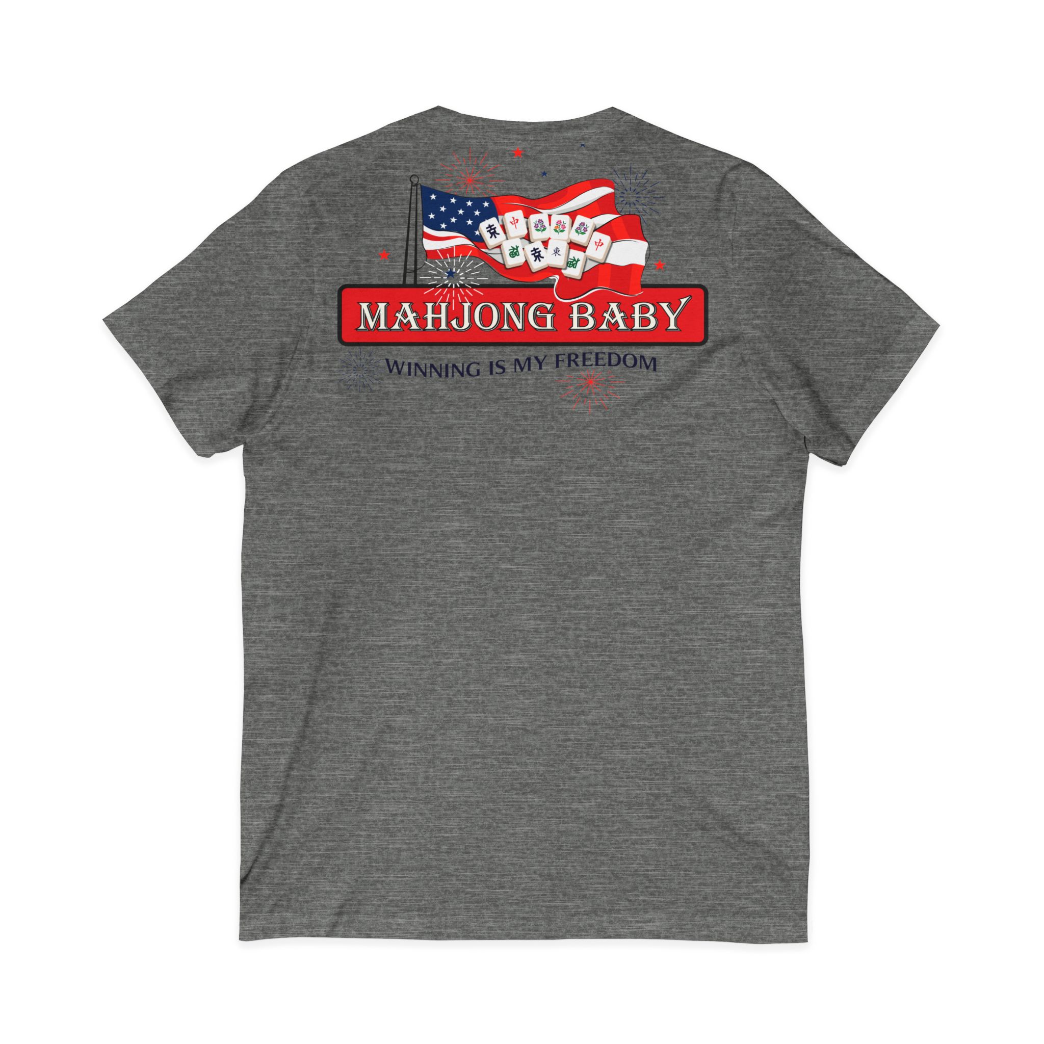 4th of July Mahjong Baby V-Neck T-Shirt | Patriotic Mahjong Tee - Image 6