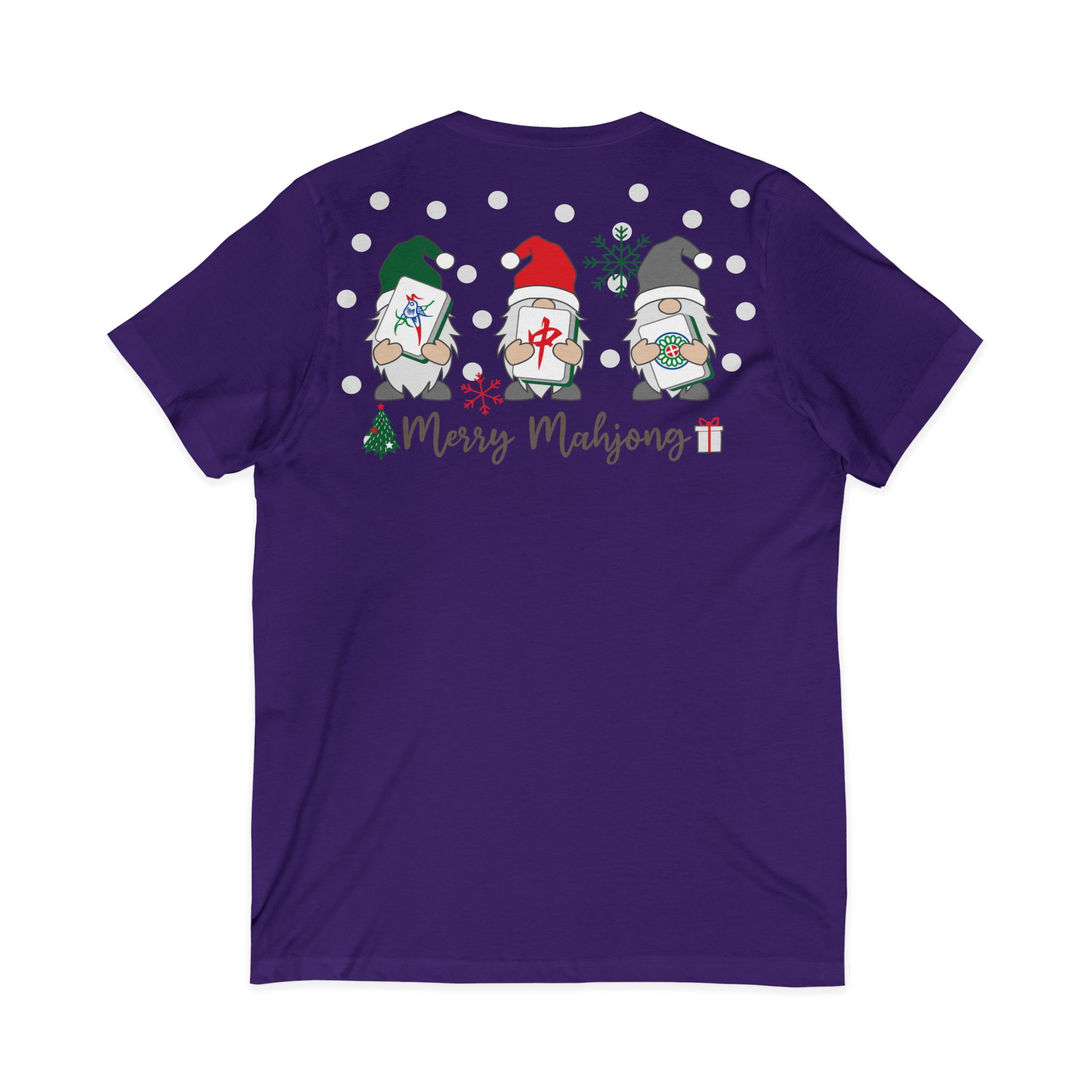Merry Mahjong Christmas Tree V-Neck Tee | Festive Mahjong Tile Graphic Shirt for Game Lovers - Image 42