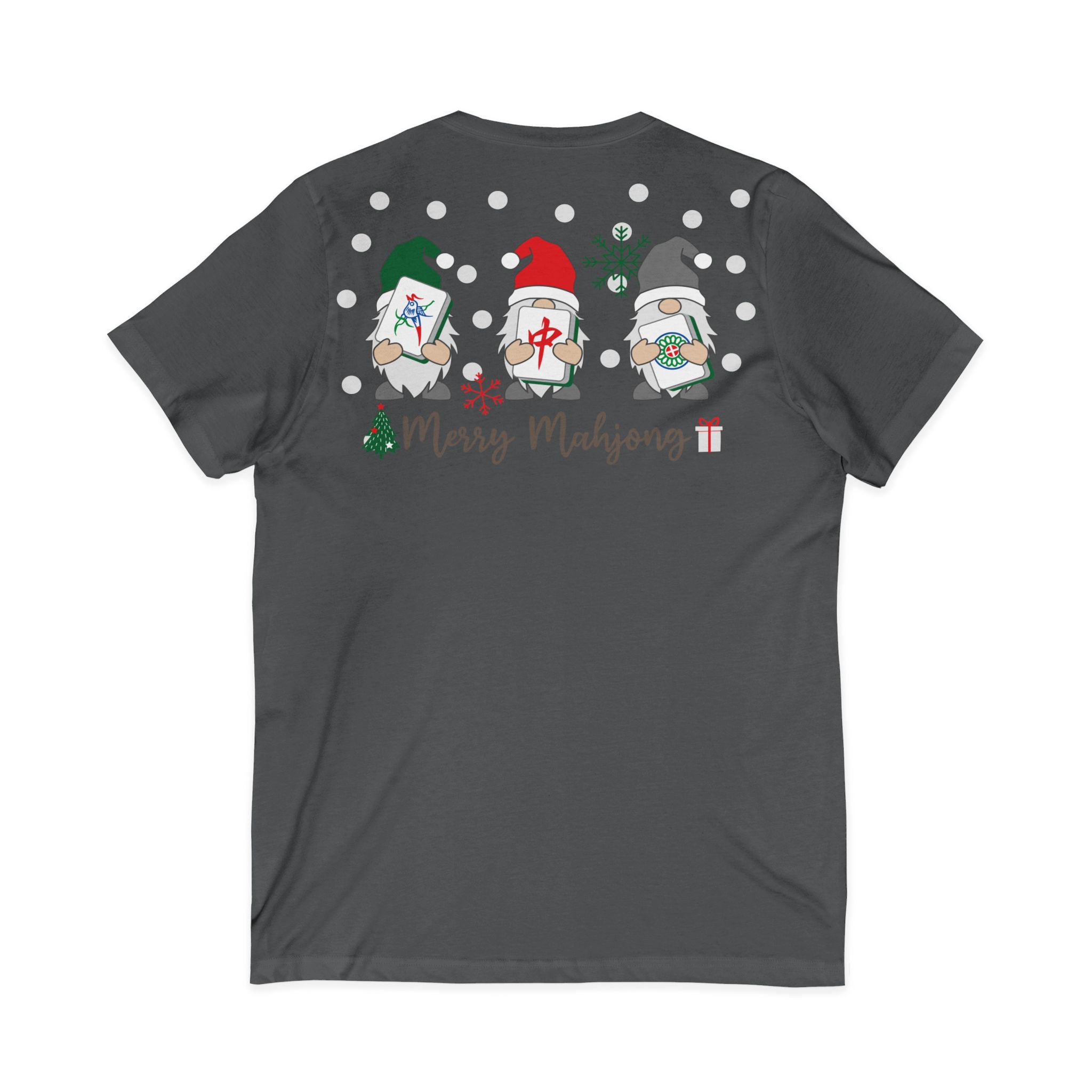 Merry Mahjong Christmas Tree V-Neck Tee | Festive Mahjong Tile Graphic Shirt for Game Lovers - Image 30