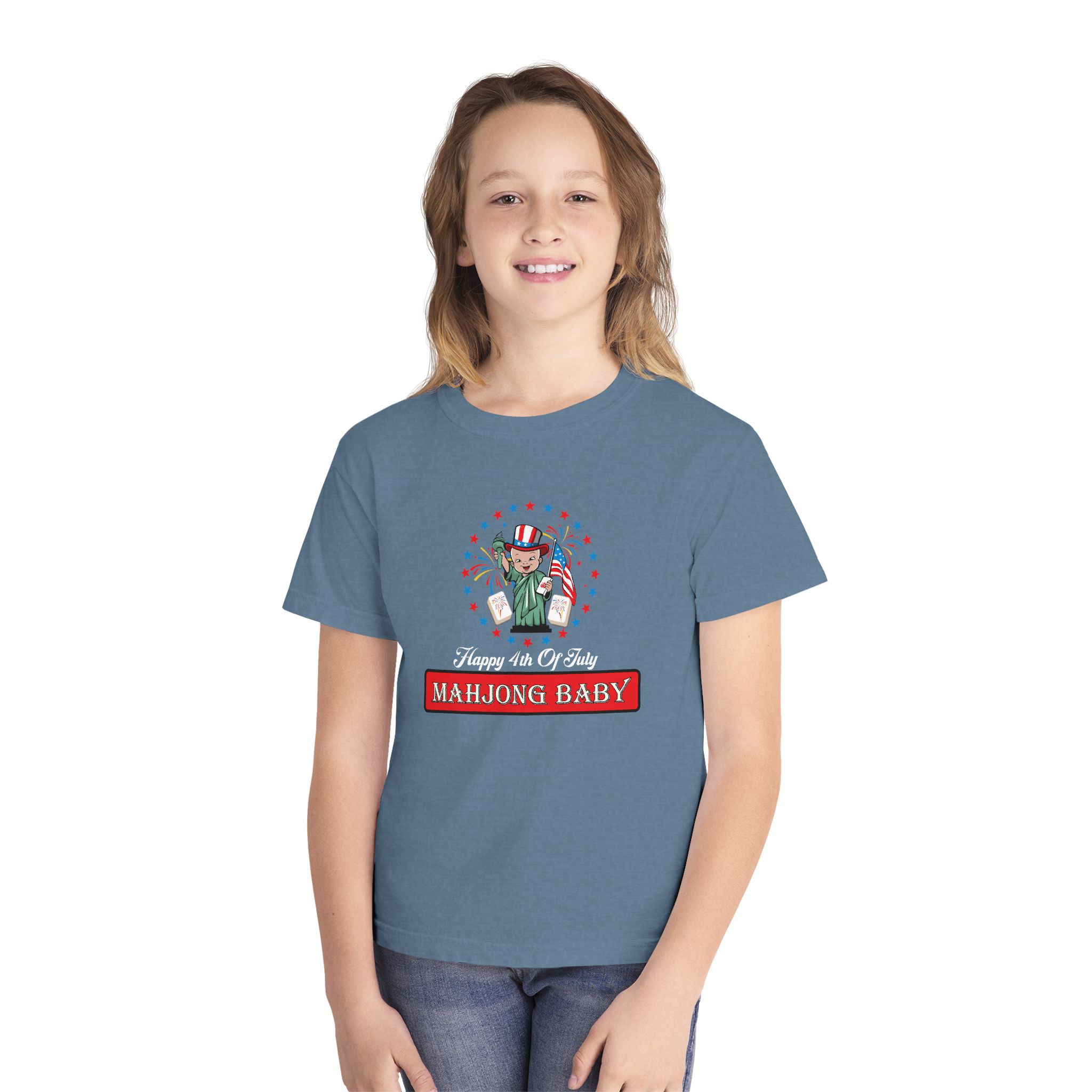 Happy 4th of July Mahjong Baby Youth Tee | Patriotic Kids Mahjong Shirt - Image 19
