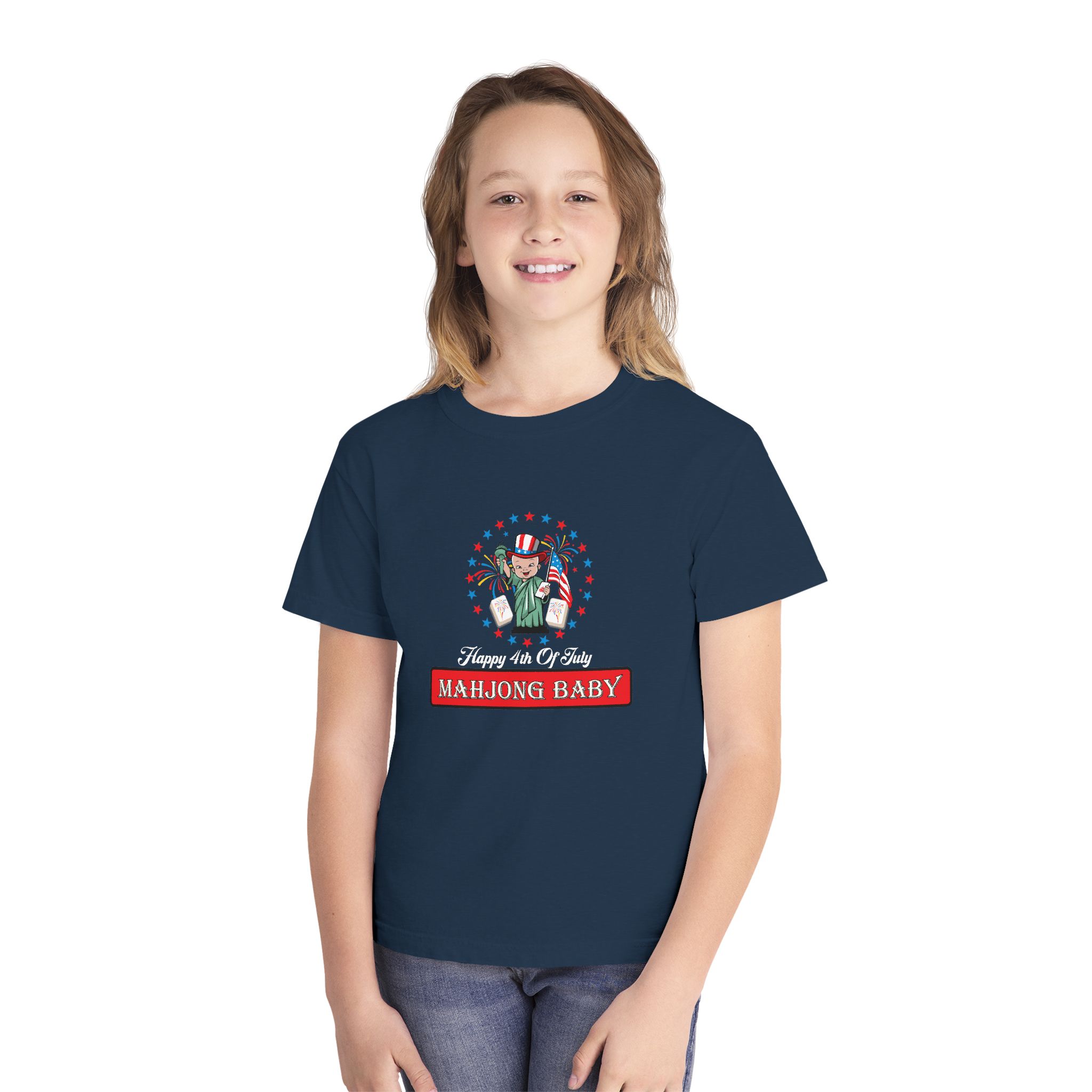 Happy 4th of July Mahjong Baby Youth Tee | Patriotic Kids Mahjong Shirt - Image 3
