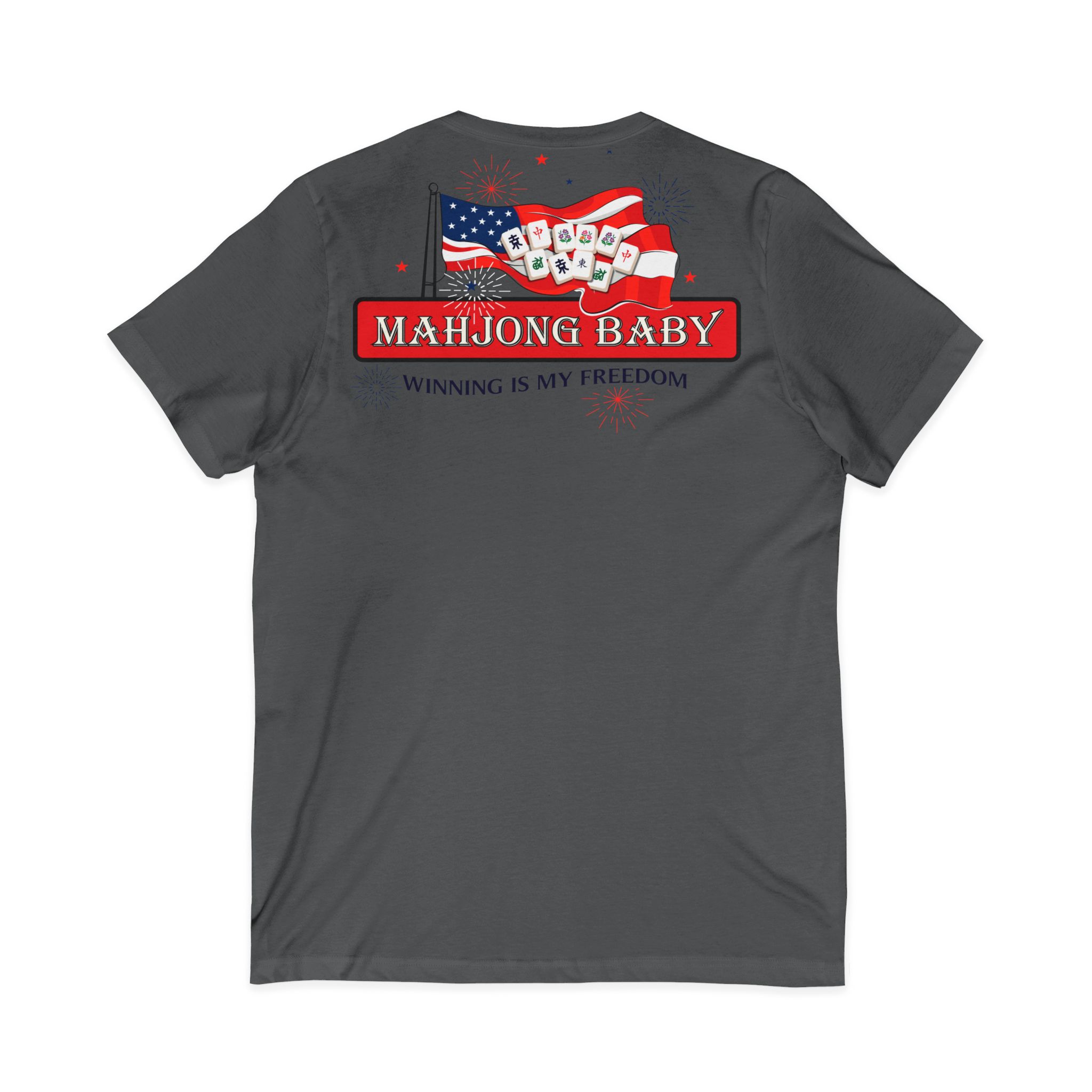 4th of July Mahjong Baby V-Neck T-Shirt | Patriotic Mahjong Tee - Image 14