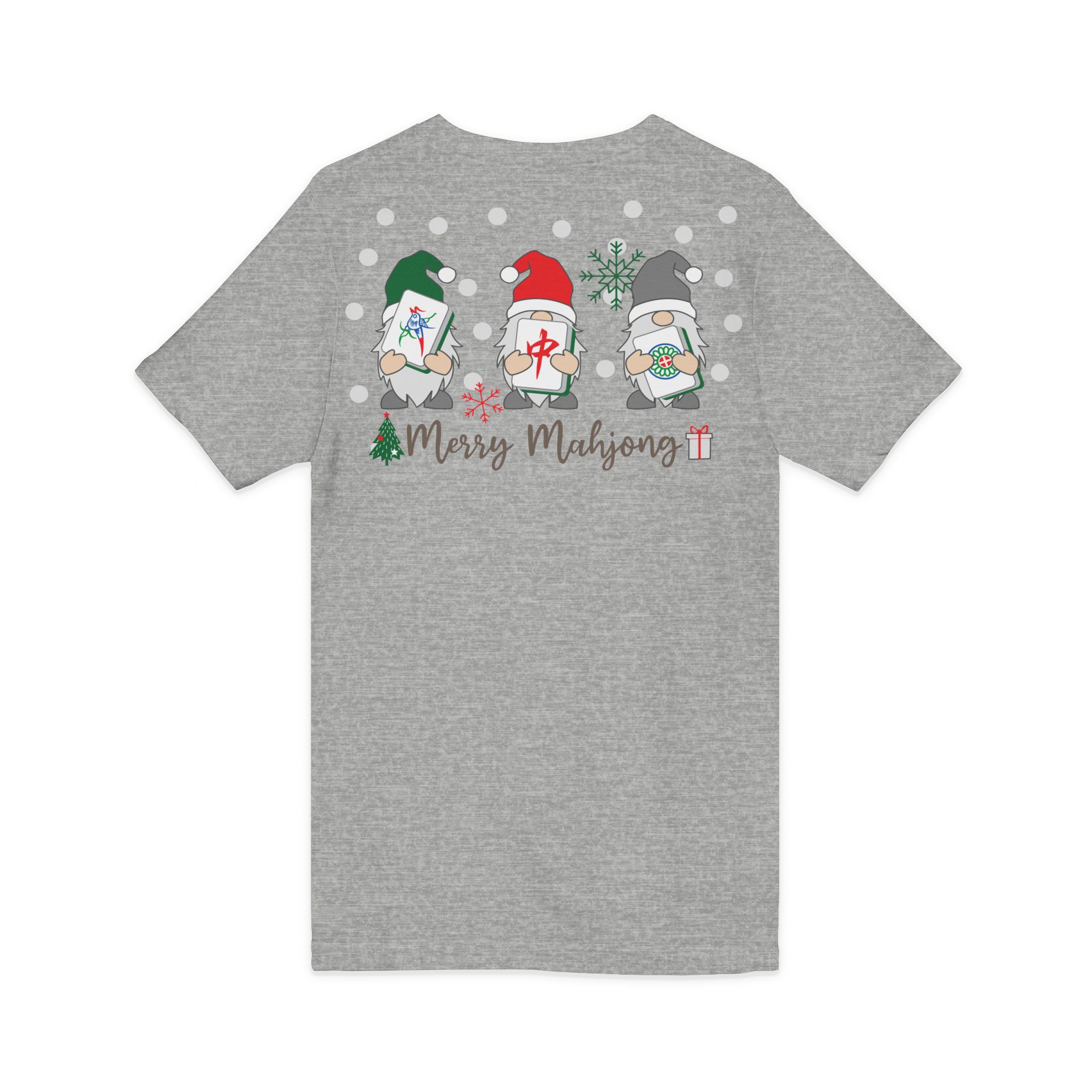 Merry Mahjong Christmas Tree V-Neck Tee | Festive Mahjong Tile Graphic Shirt for Game Lovers - Image 20