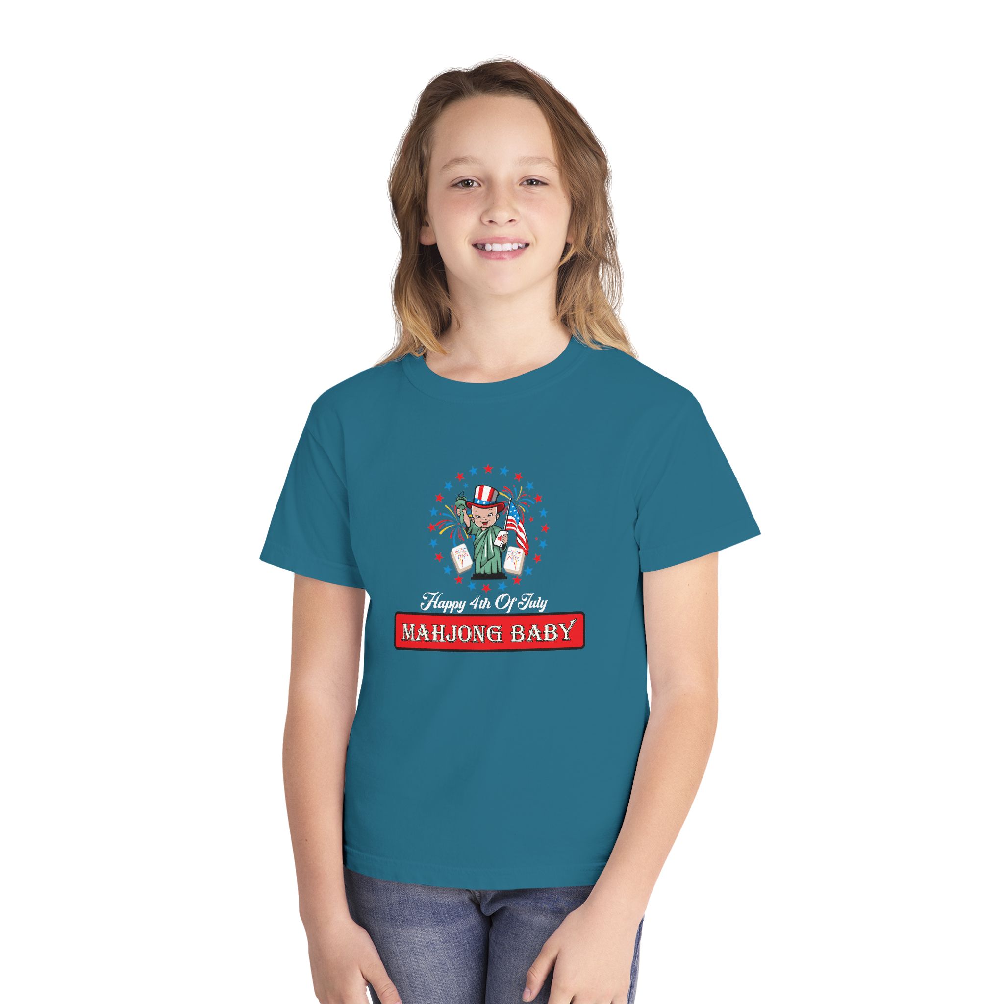Happy 4th of July Mahjong Baby Youth Tee | Patriotic Kids Mahjong Shirt - Image 39
