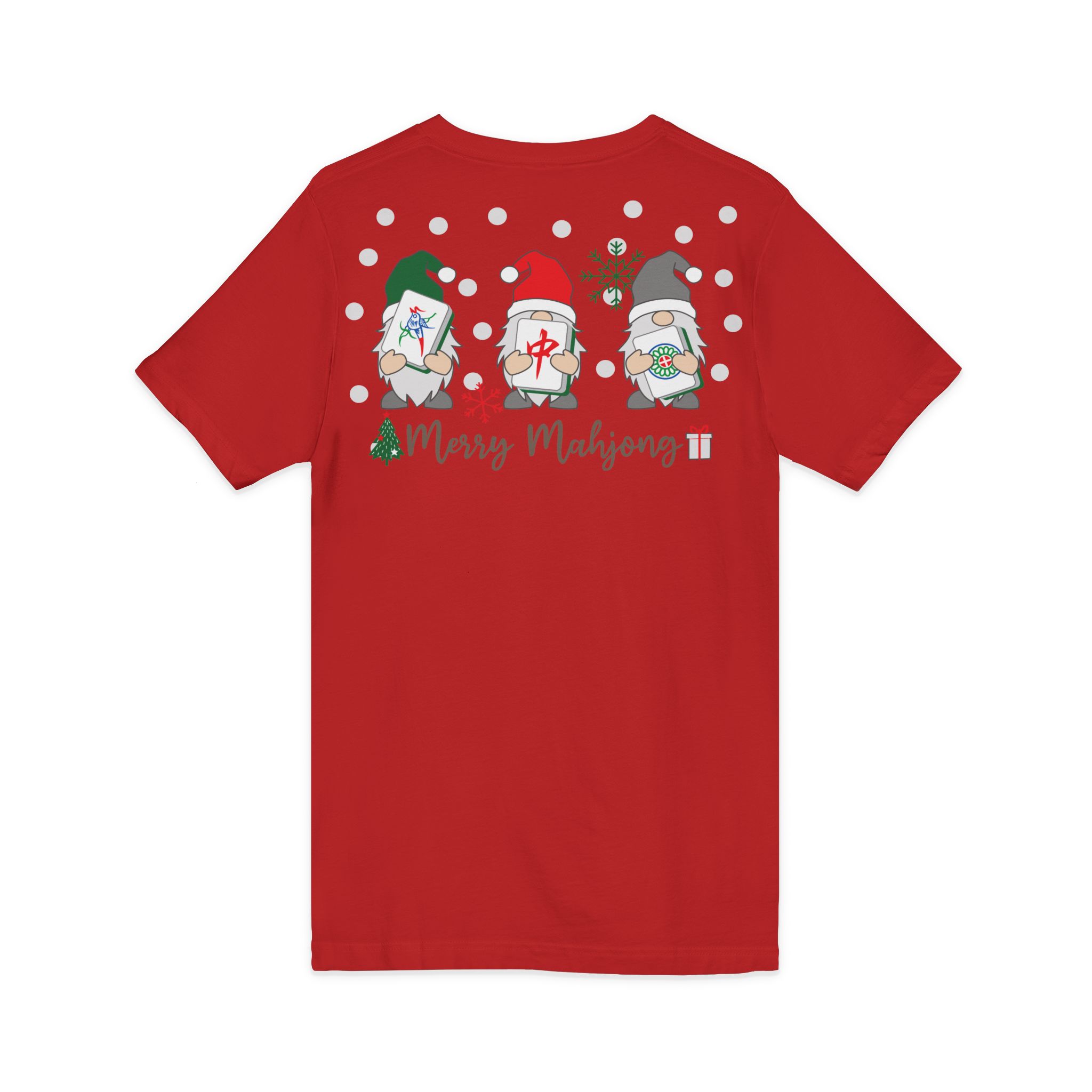 Merry Mahjong Christmas Tree V-Neck Tee | Festive Mahjong Tile Graphic Shirt for Game Lovers - Image 48