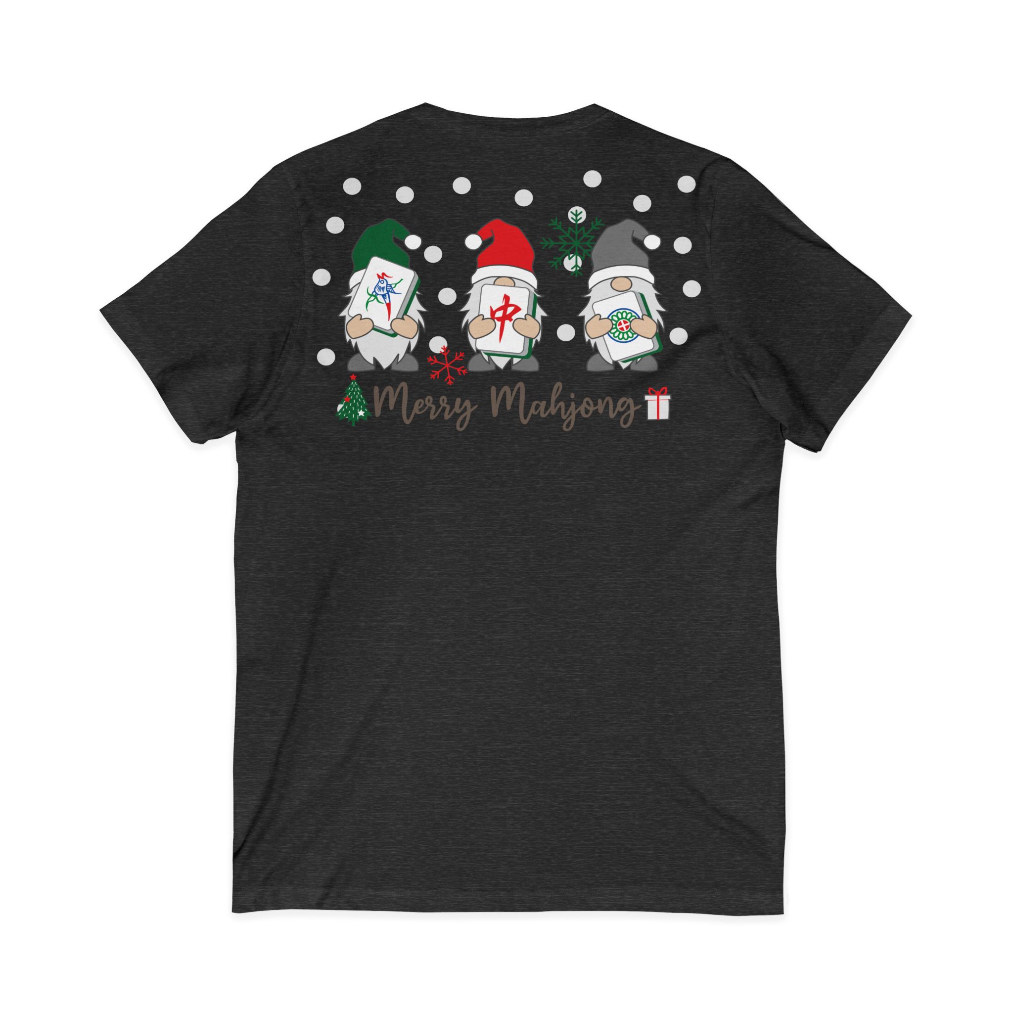Merry Mahjong Christmas Tree V-Neck Tee | Festive Mahjong Tile Graphic Shirt for Game Lovers - Image 34