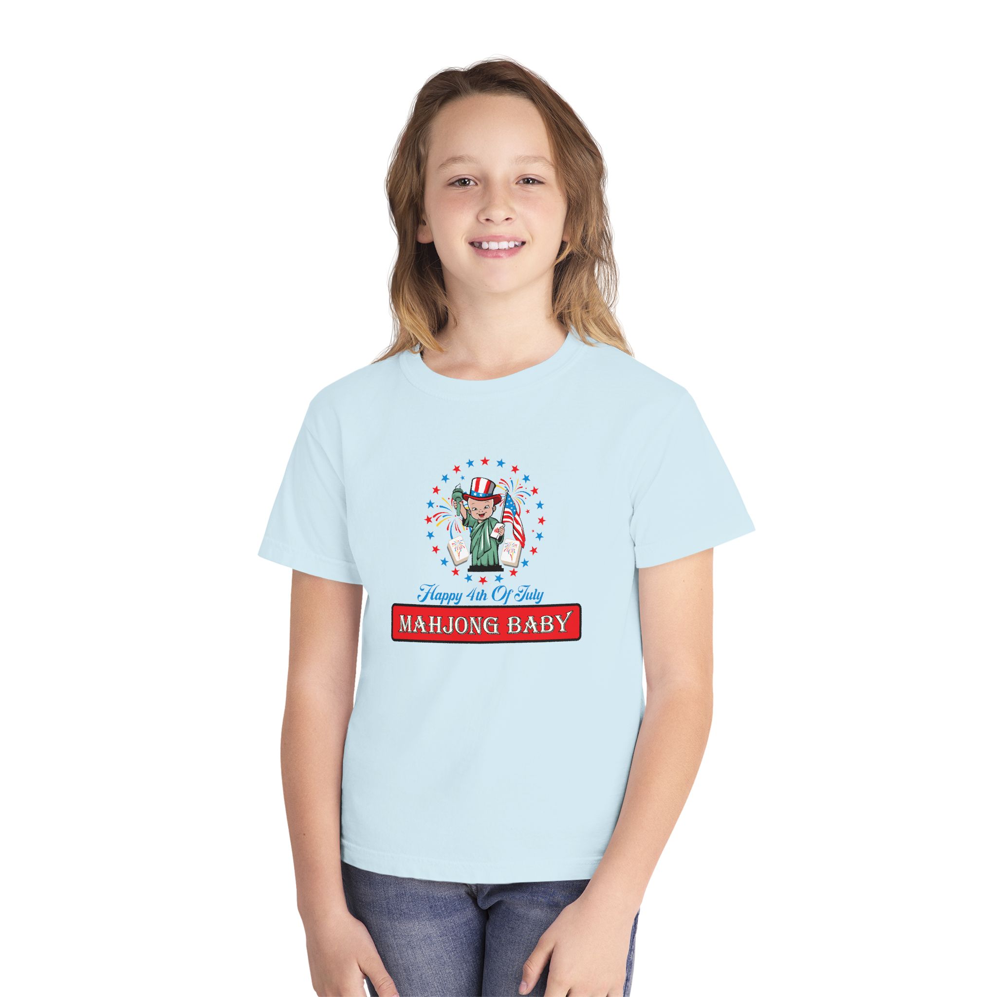 Happy 4th of July Mahjong Baby Youth Tee | Patriotic Kids Mahjong Shirt - Image 23