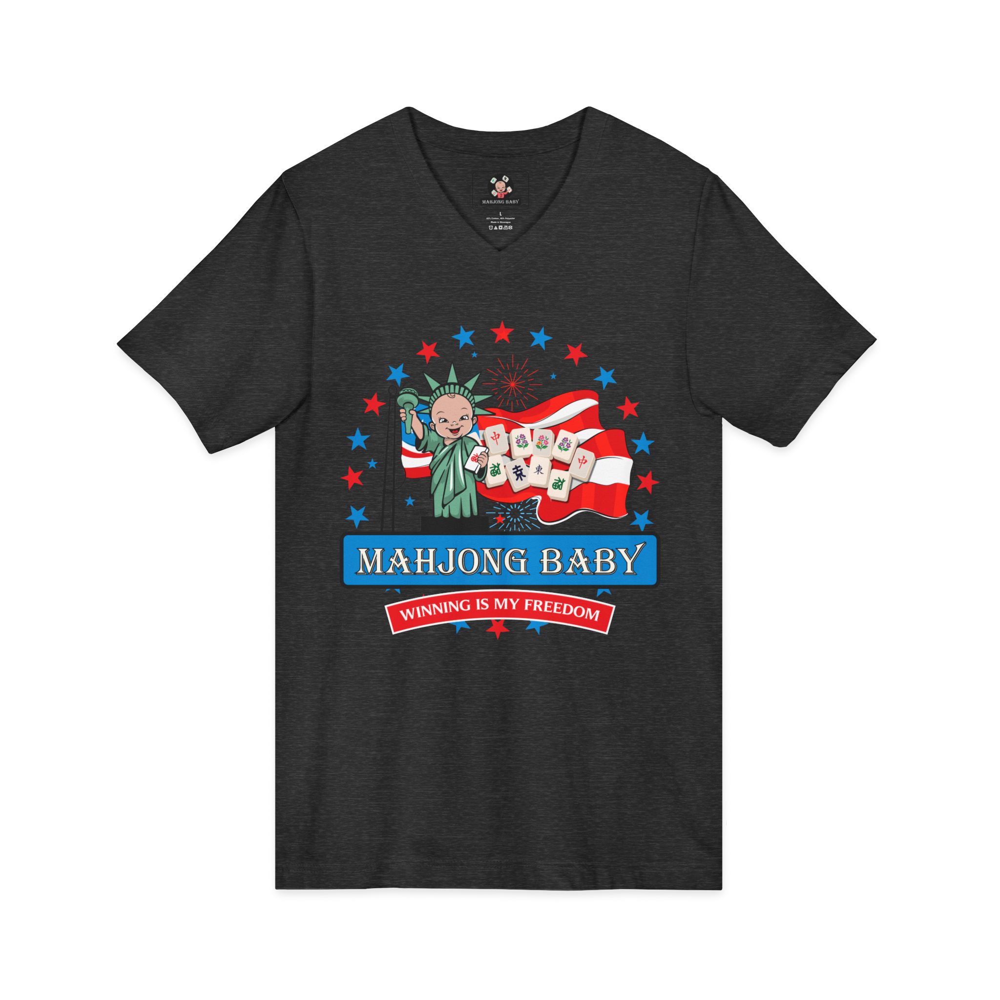 4th of July Mahjong Baby V-Neck T-Shirt | Patriotic Mahjong Tee - Image 19