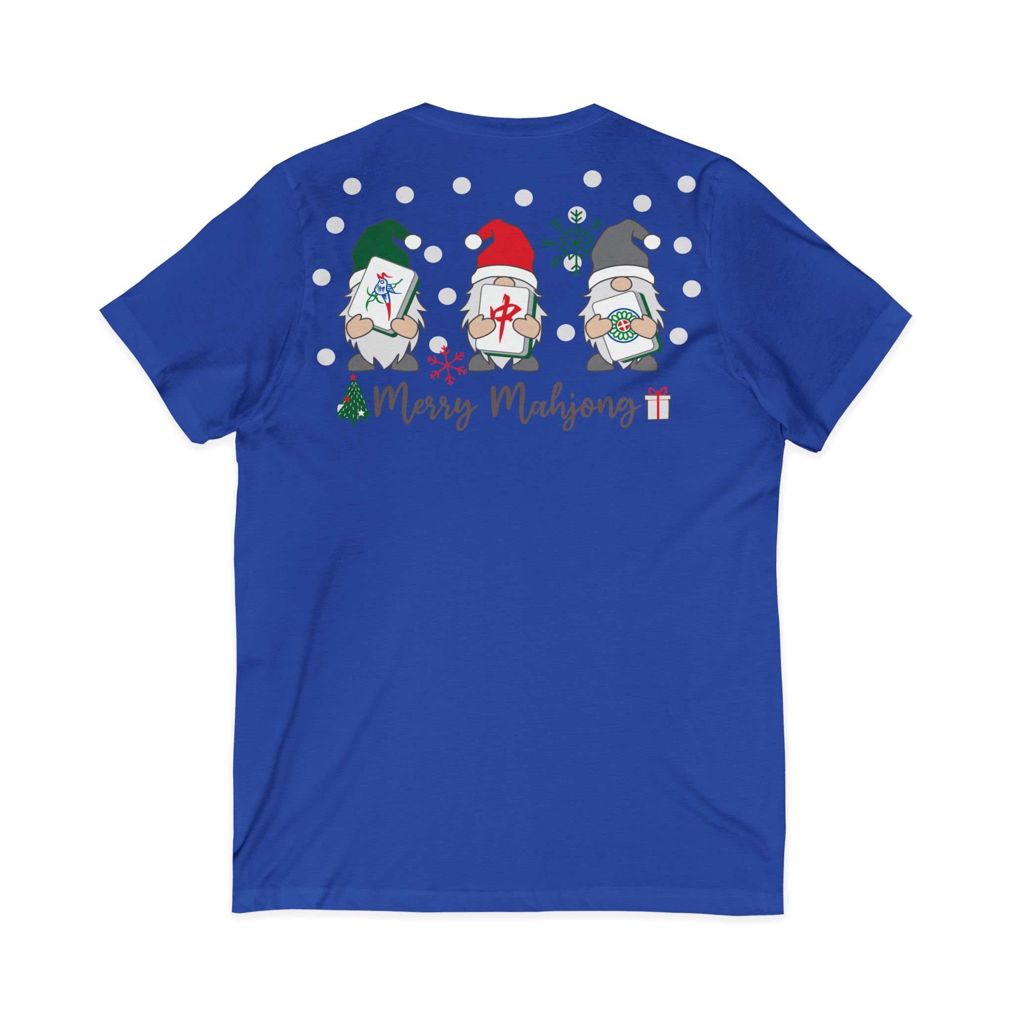 Merry Mahjong Christmas Tree V-Neck Tee | Festive Mahjong Tile Graphic Shirt for Game Lovers - Image 22