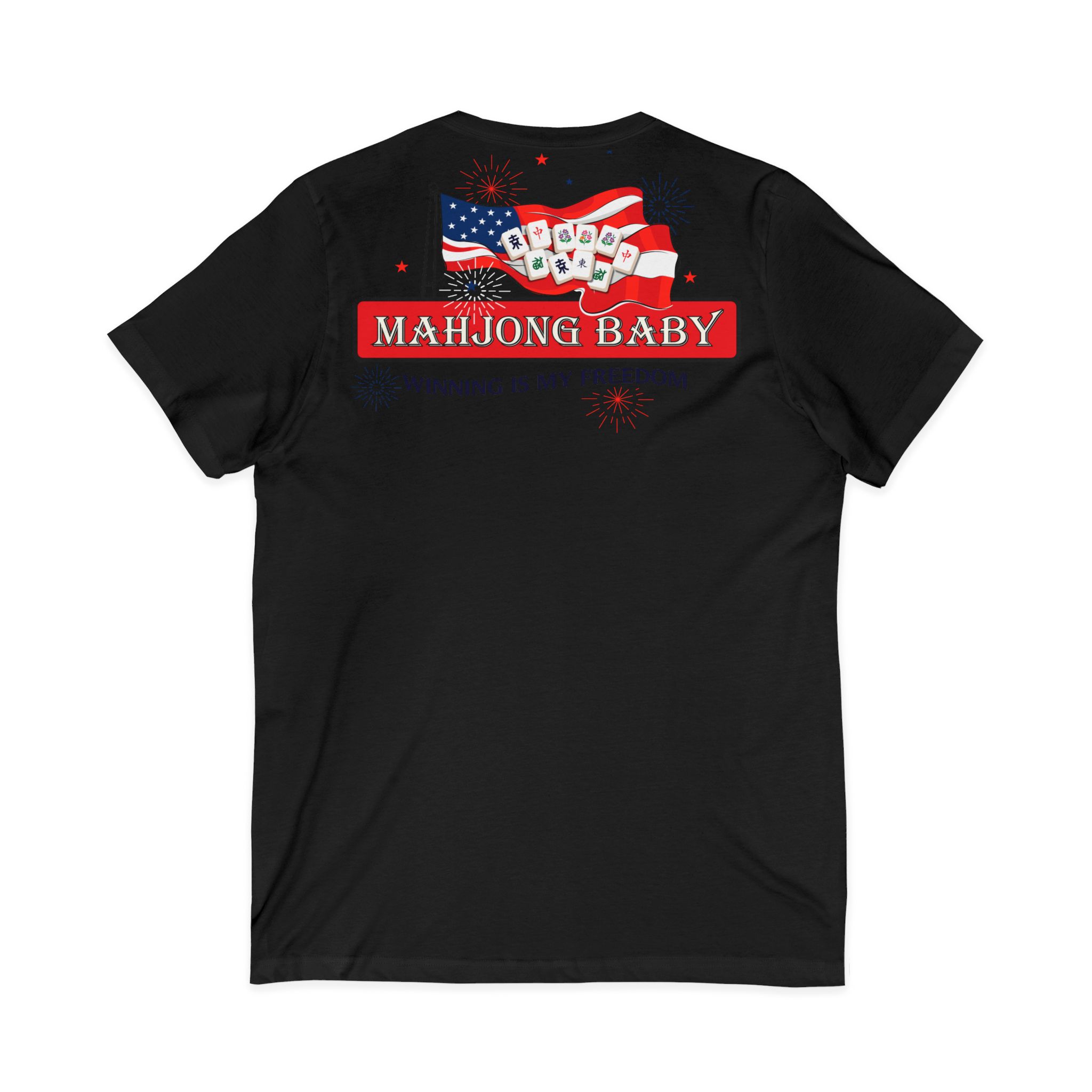 4th of July Mahjong Baby V-Neck T-Shirt | Patriotic Mahjong Tee - Image 10