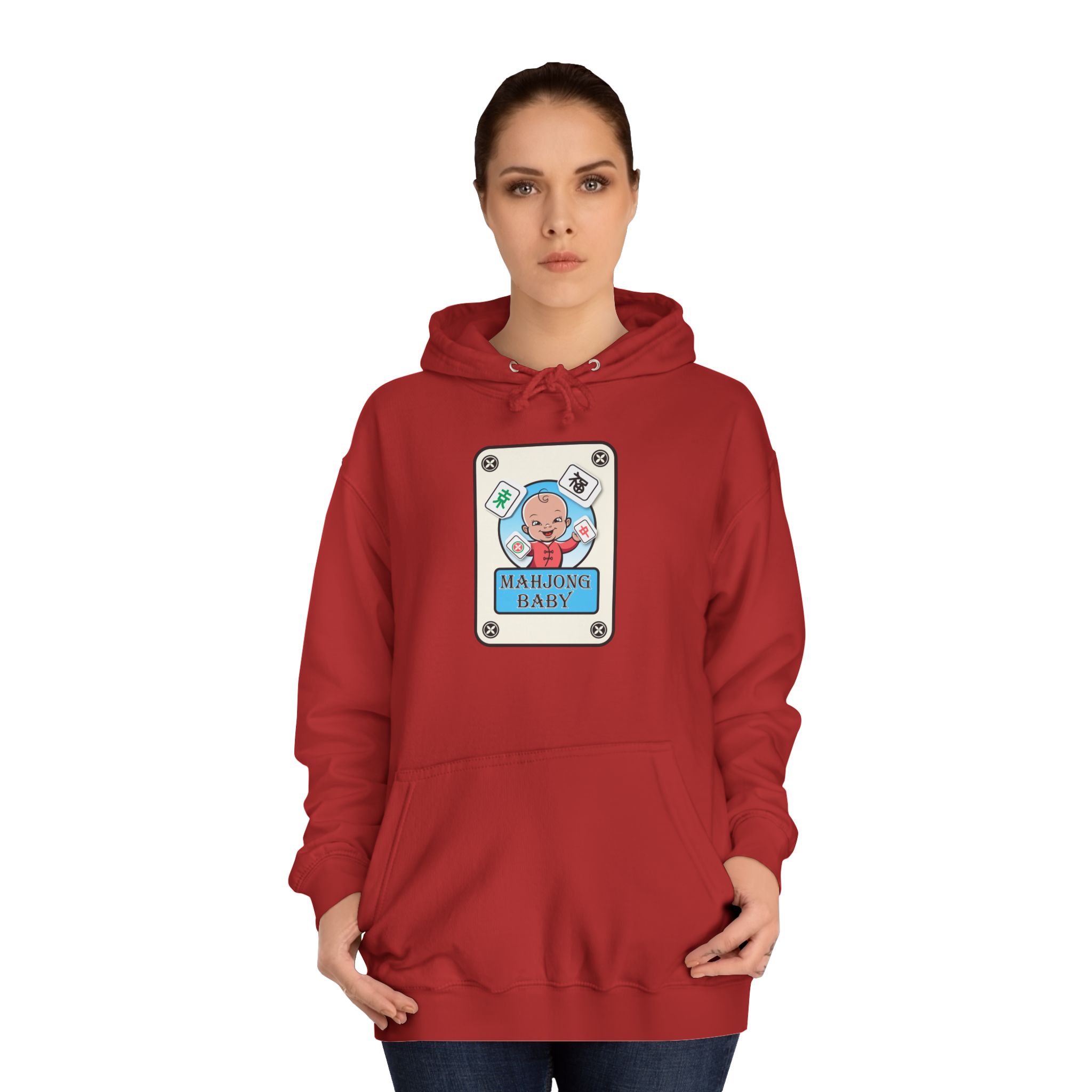 Mahjong Baby College Hoodie – Cozy Unisex Mahjong Graphic Sweatshirt - Image 25