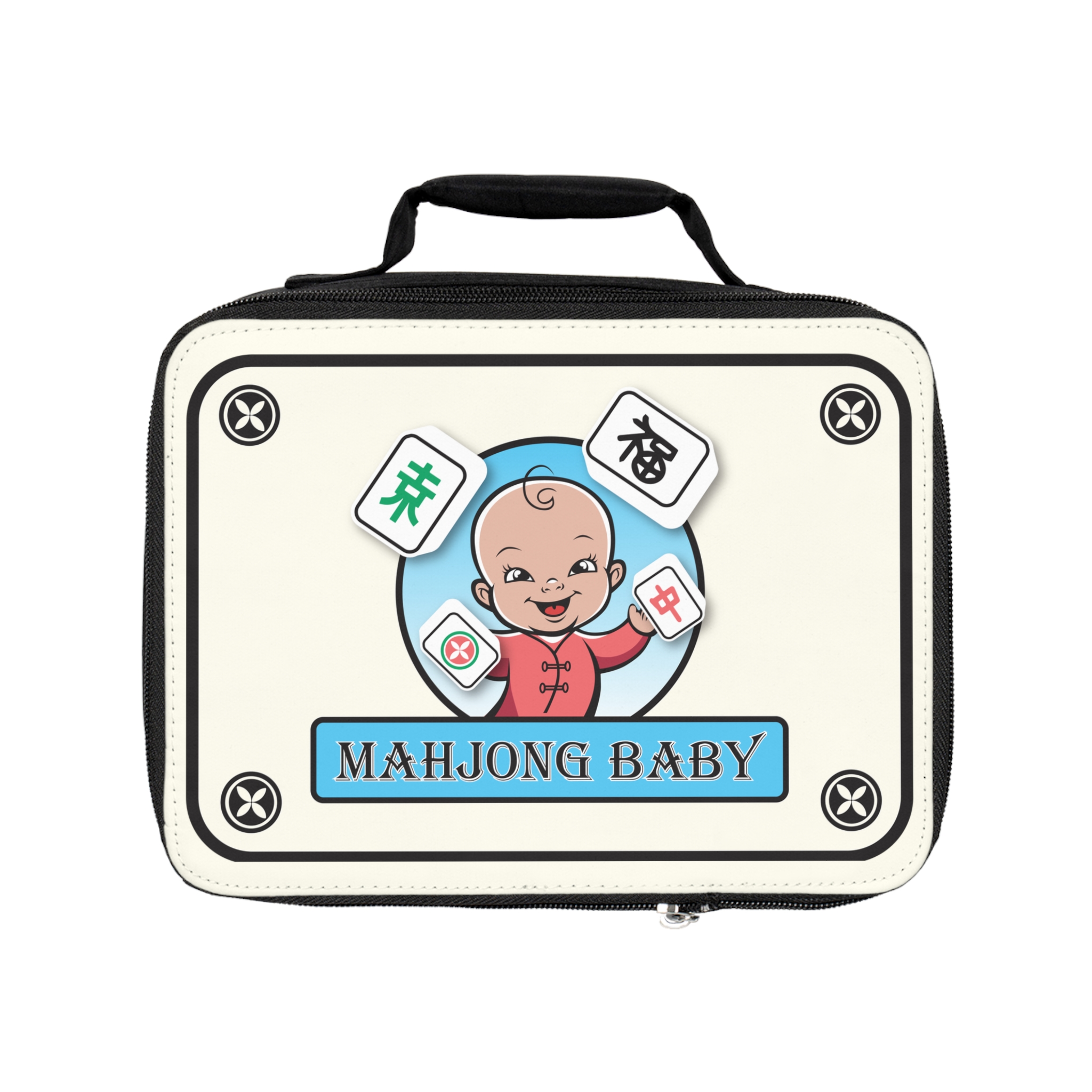 Mahjong Baby Lunch Bag | Classic Baby Blue Insulated Tote - Image 2