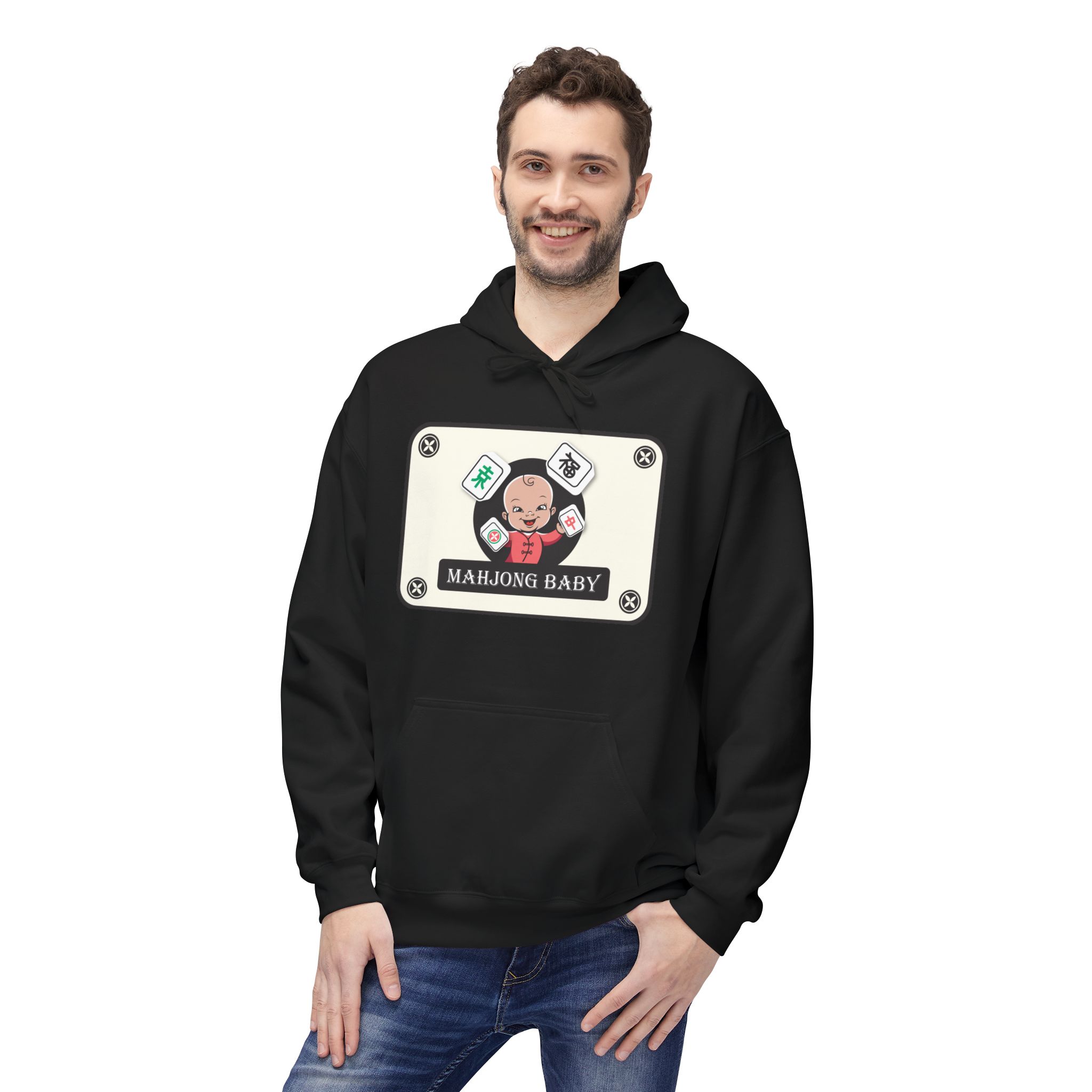 Mahjong Baby Unisex Hockey Hoodie | Adventure Baby Retro Goalie Graphic Pullover - Image 5