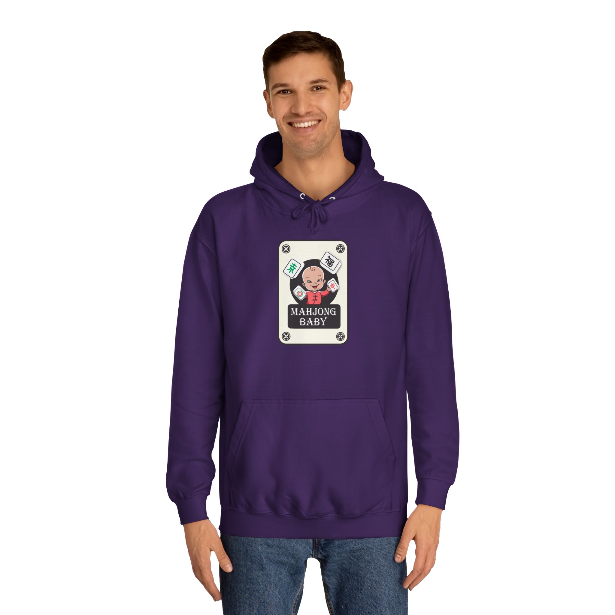 Mahjong Baby College Hoodie – Cozy Unisex Mahjong Graphic Sweatshirt - Image 55
