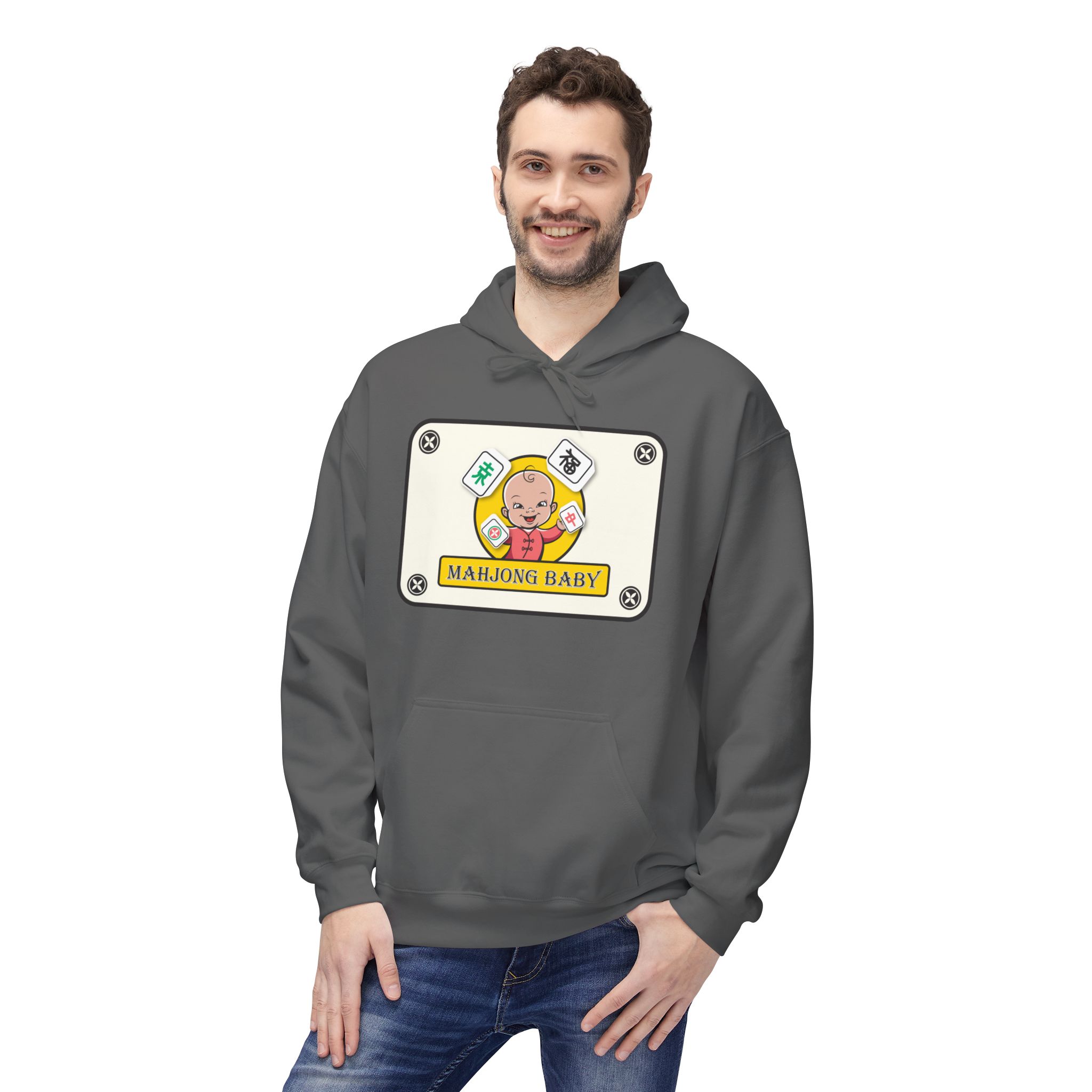 Mahjong Baby Unisex Hockey Hoodie | Adventure Baby Retro Goalie Graphic Pullover - Image 65