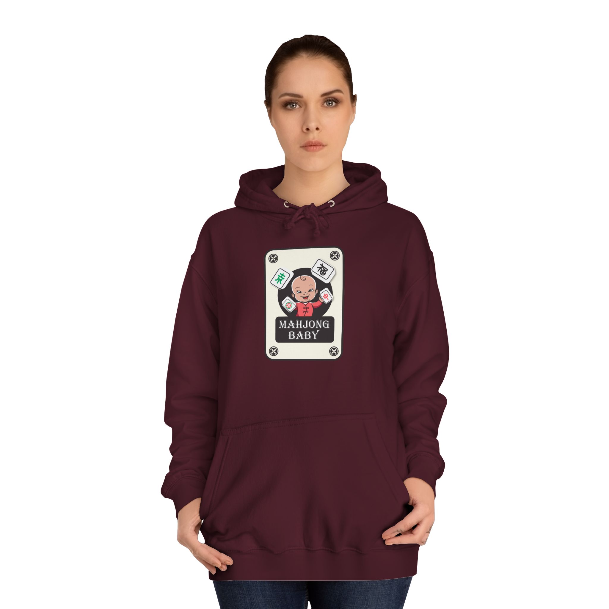 Mahjong Baby College Hoodie – Cozy Unisex Mahjong Graphic Sweatshirt - Image 65