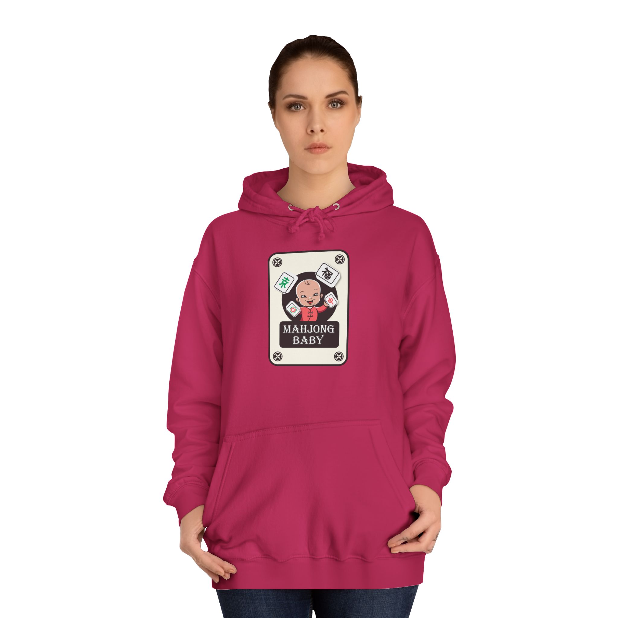 Mahjong Baby College Hoodie – Cozy Unisex Mahjong Graphic Sweatshirt - Image 53