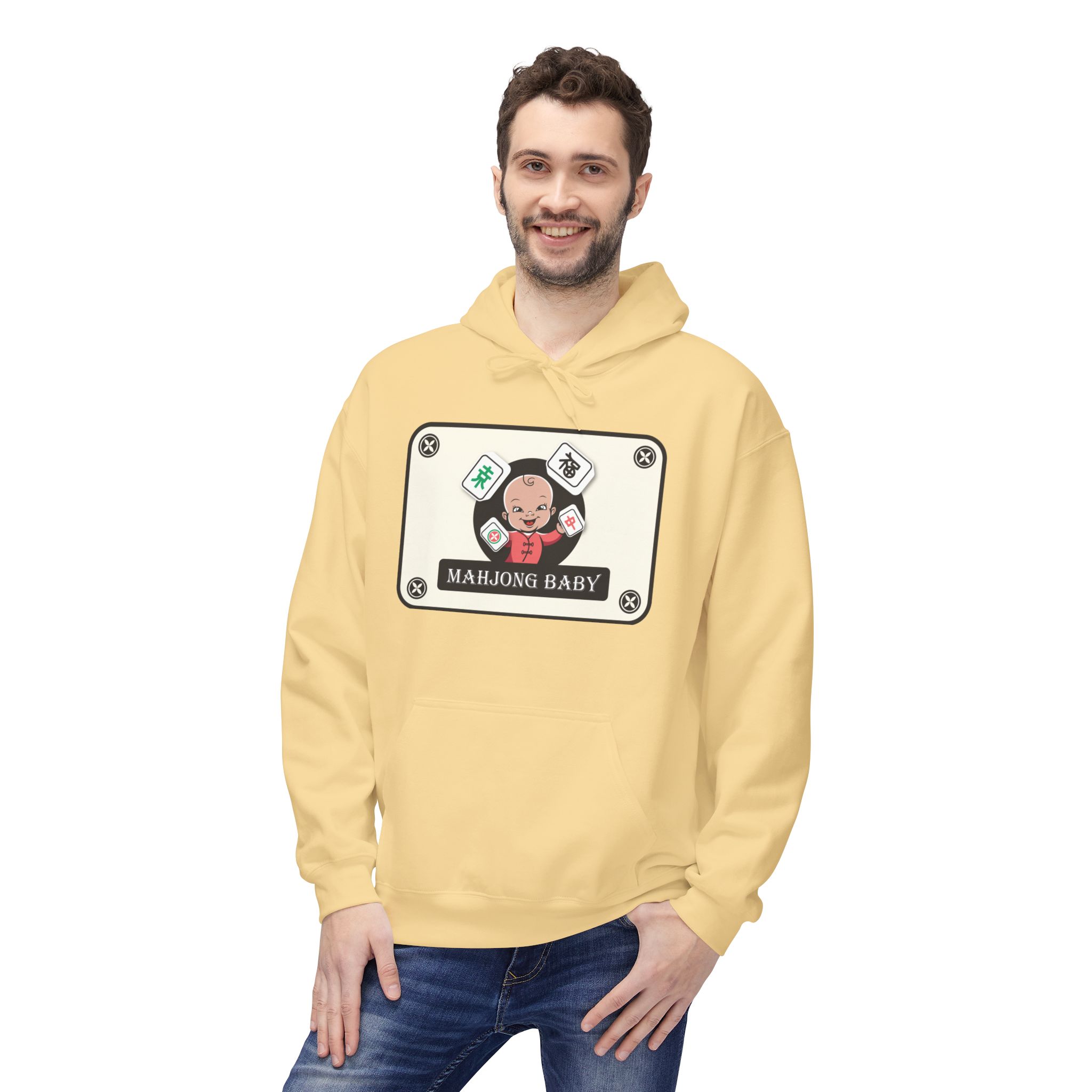 Mahjong Baby Unisex Hockey Hoodie | Adventure Baby Retro Goalie Graphic Pullover - Image 40
