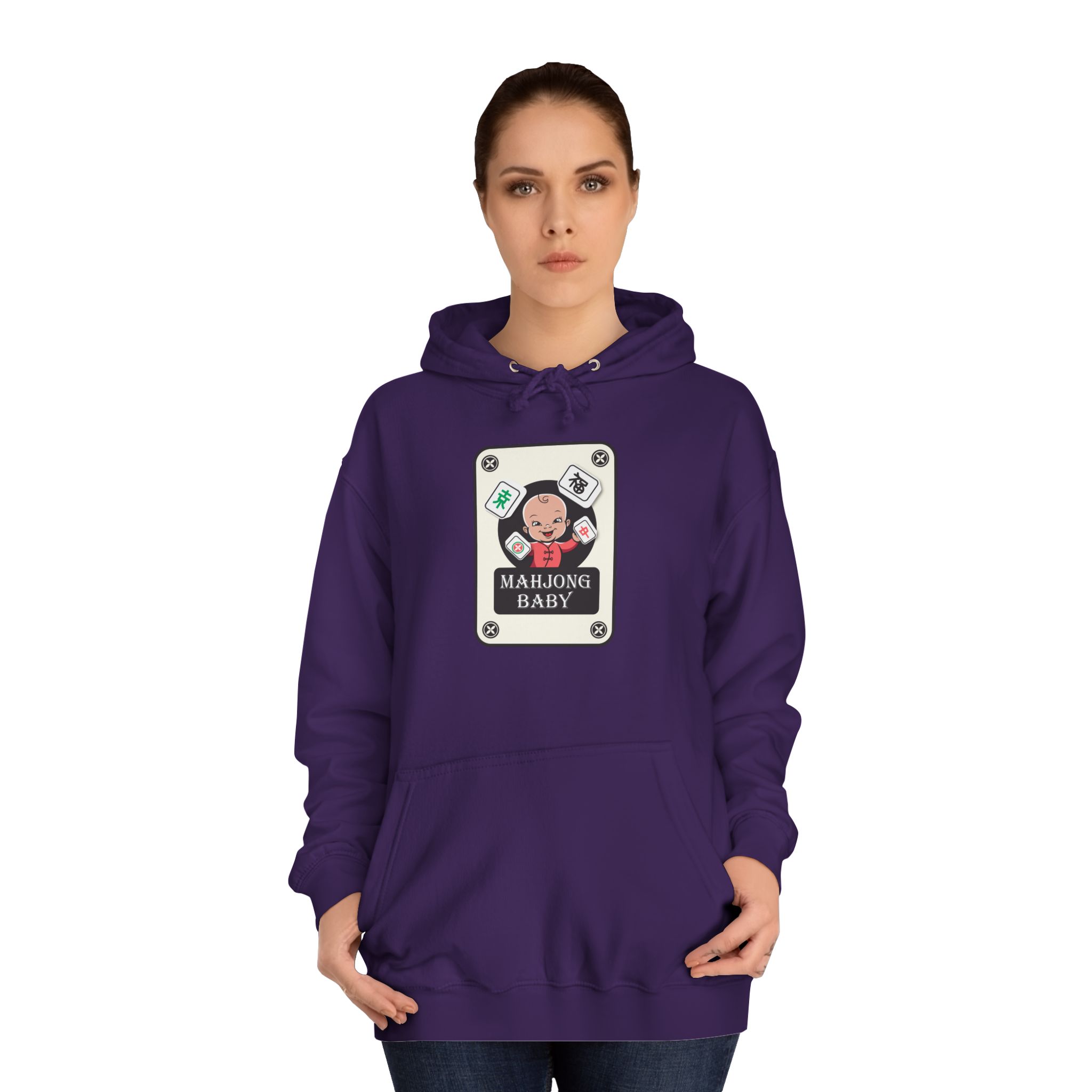Mahjong Baby College Hoodie – Cozy Unisex Mahjong Graphic Sweatshirt - Image 57
