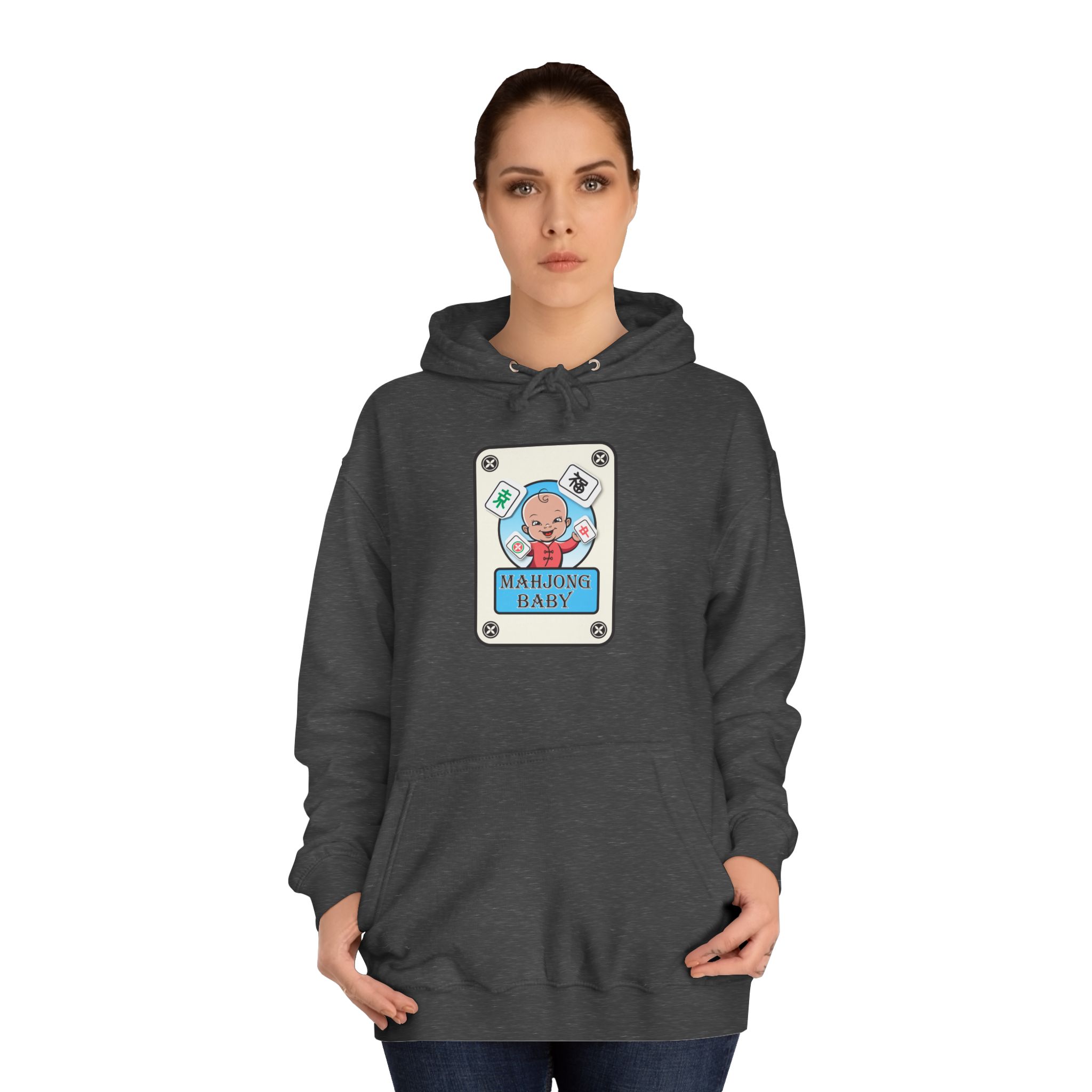 Mahjong Baby College Hoodie – Cozy Unisex Mahjong Graphic Sweatshirt - Image 49