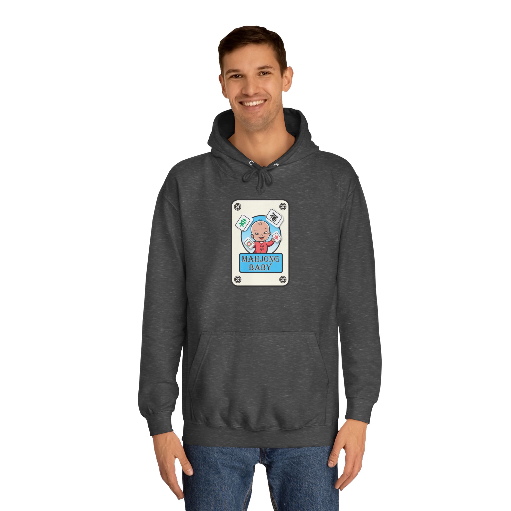 Mahjong Baby College Hoodie – Cozy Unisex Mahjong Graphic Sweatshirt - Image 47