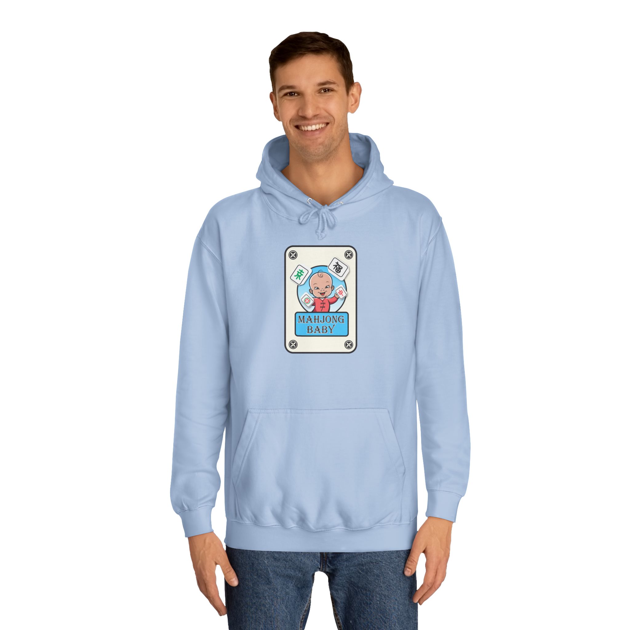Mahjong Baby College Hoodie – Cozy Unisex Mahjong Graphic Sweatshirt - Image 59