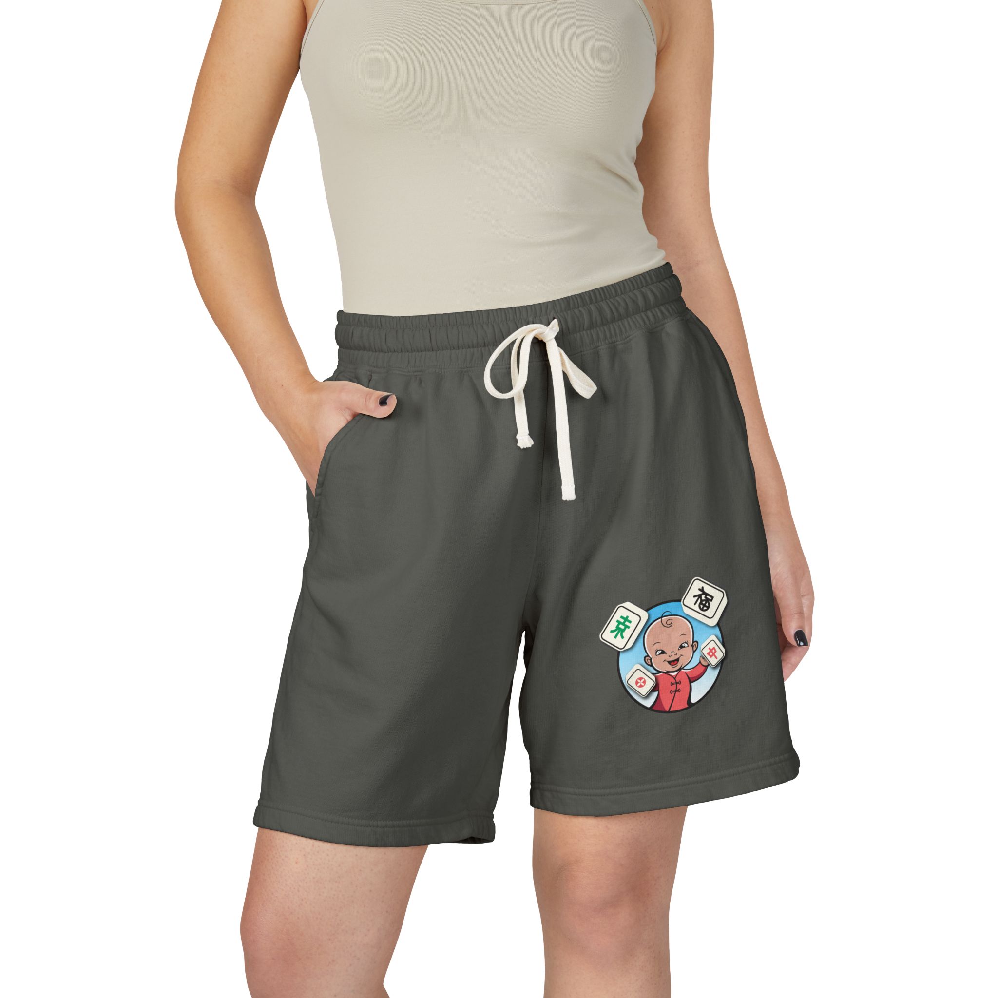 Mahjong Baby Fleece Sweat Shorts — Casual Unisex Game Lounge Shorts - Image 7
