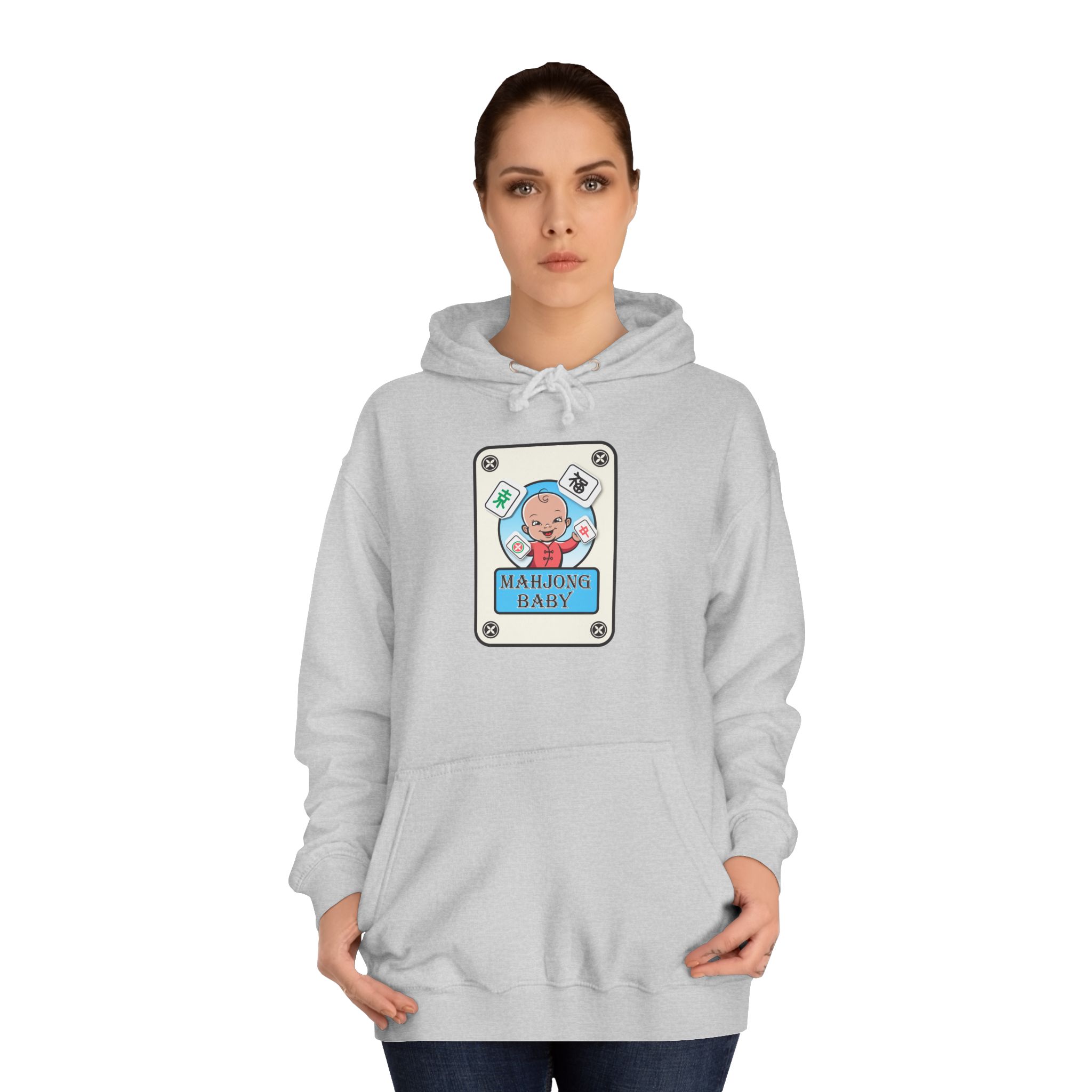 Mahjong Baby College Hoodie – Cozy Unisex Mahjong Graphic Sweatshirt - Image 45