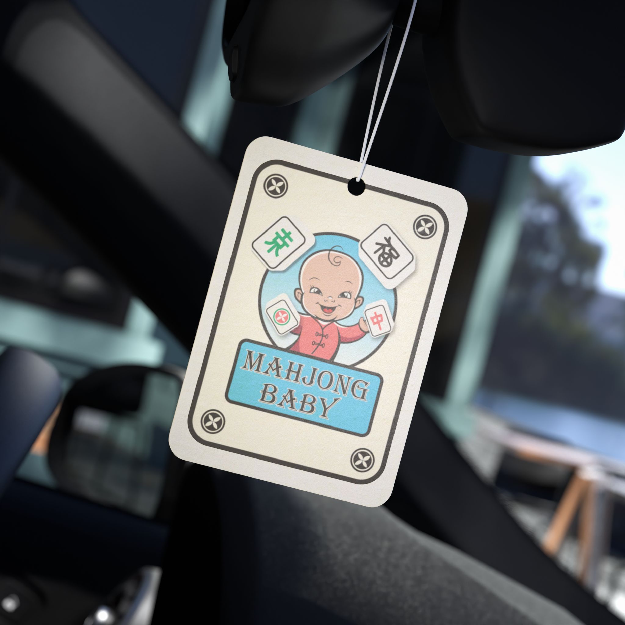 Mahjong Baby Car Air Freshener | Cute Scented Retro Mahjong Fan Hanging Ornament