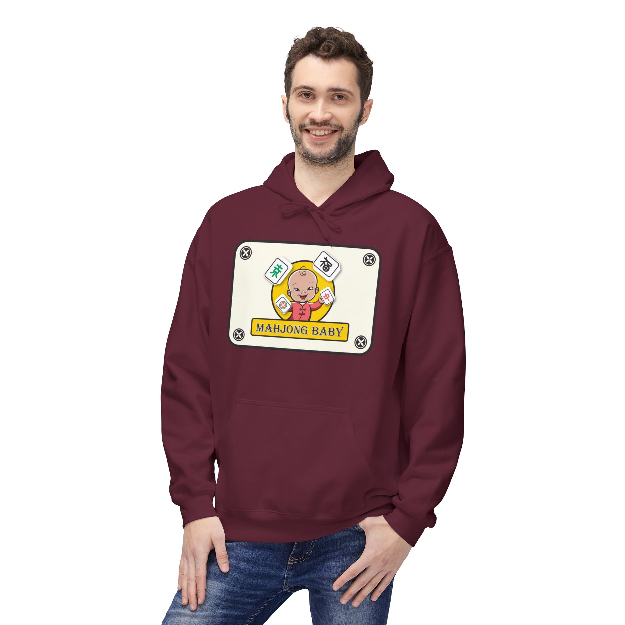 Mahjong Baby Unisex Hockey Hoodie | Adventure Baby Retro Goalie Graphic Pullover - Image 60