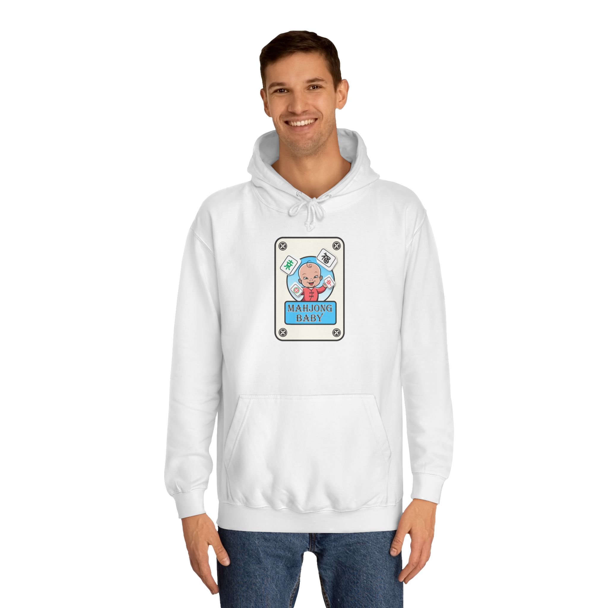 Mahjong Baby College Hoodie – Cozy Unisex Mahjong Graphic Sweatshirt - Image 3