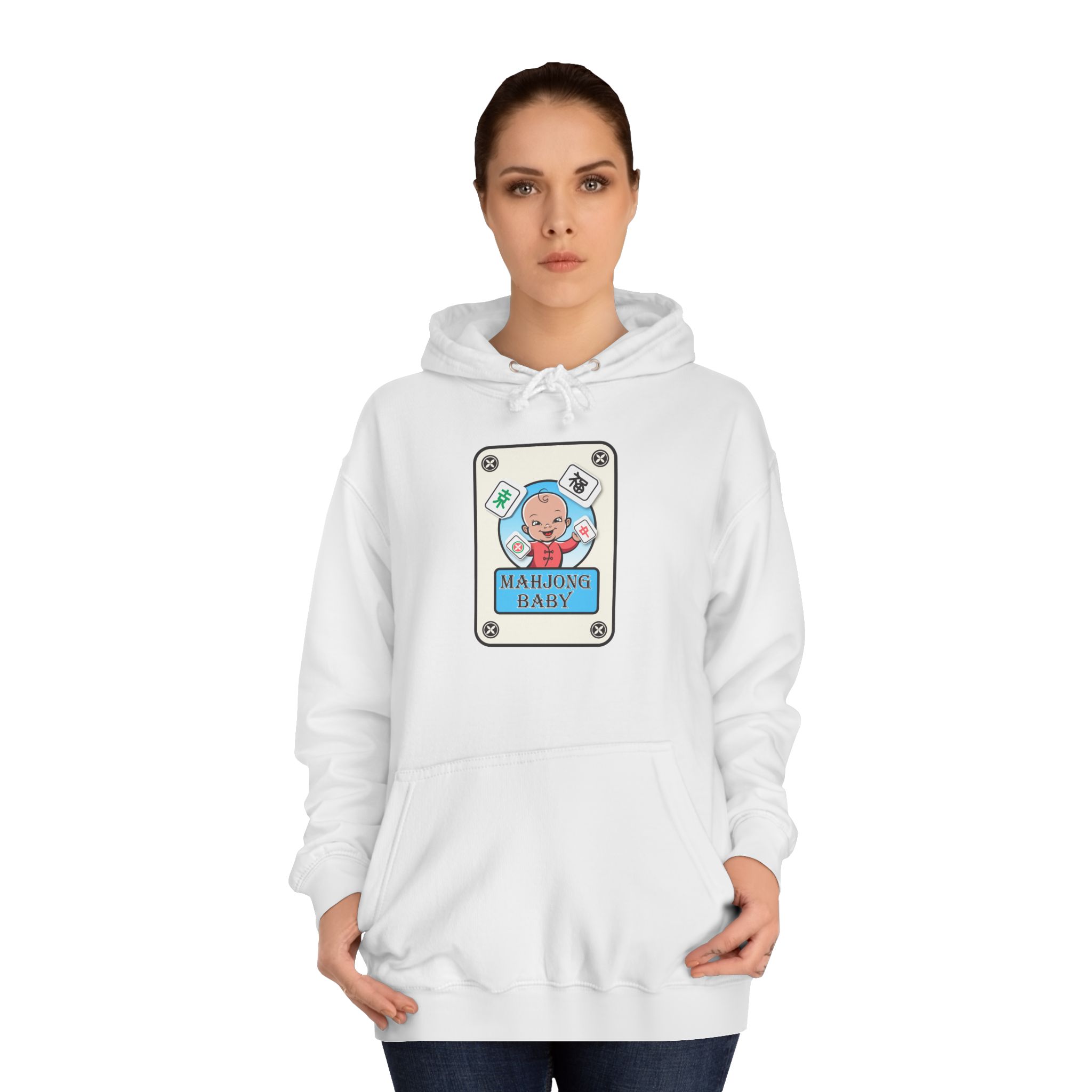 Mahjong Baby College Hoodie – Cozy Unisex Mahjong Graphic Sweatshirt - Image 4
