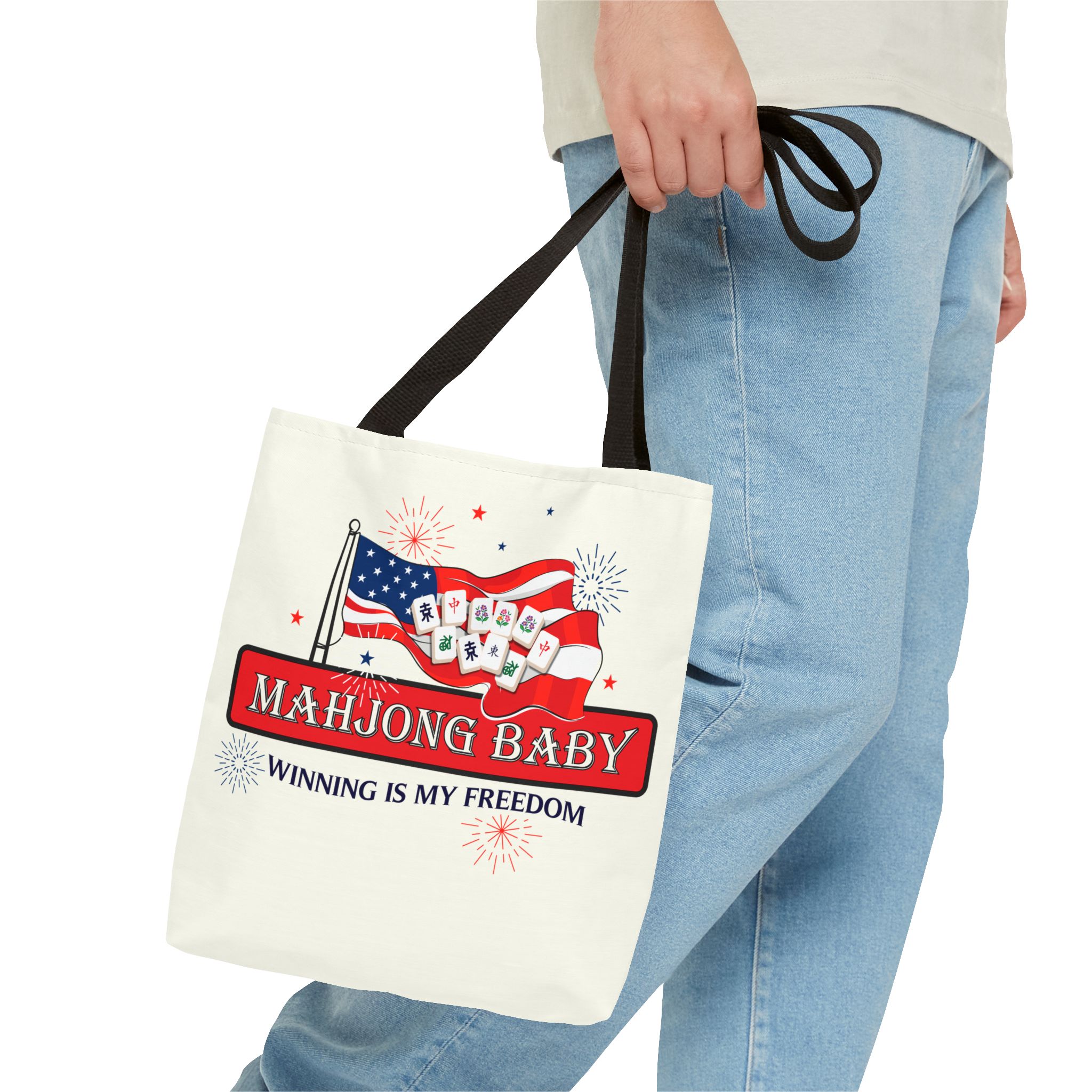 Patriotic Mahjong Tote Bag | Mahjong Baby Red White & Blue Carryall - Image 8