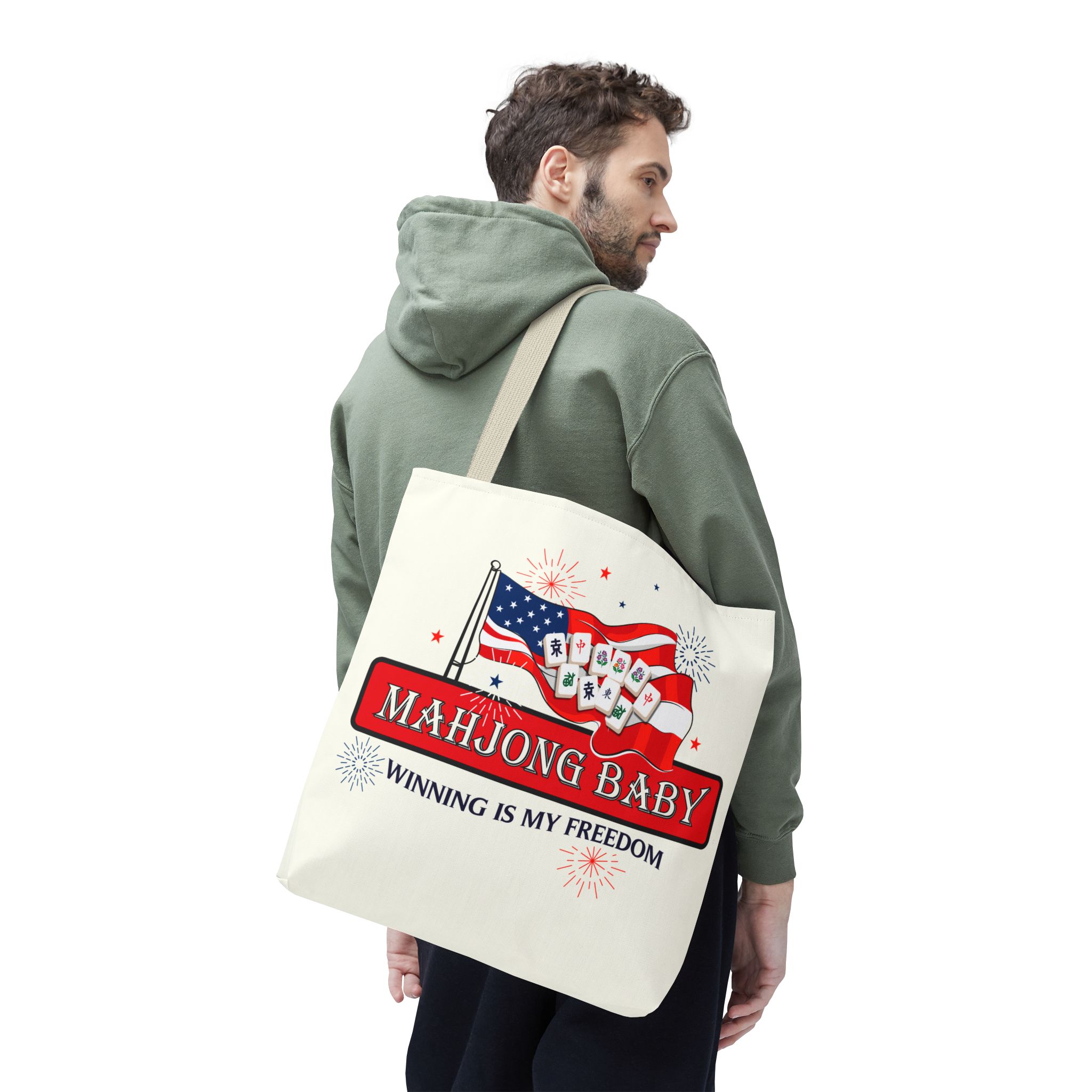 Patriotic Mahjong Tote Bag | Mahjong Baby Red White & Blue Carryall - Image 61