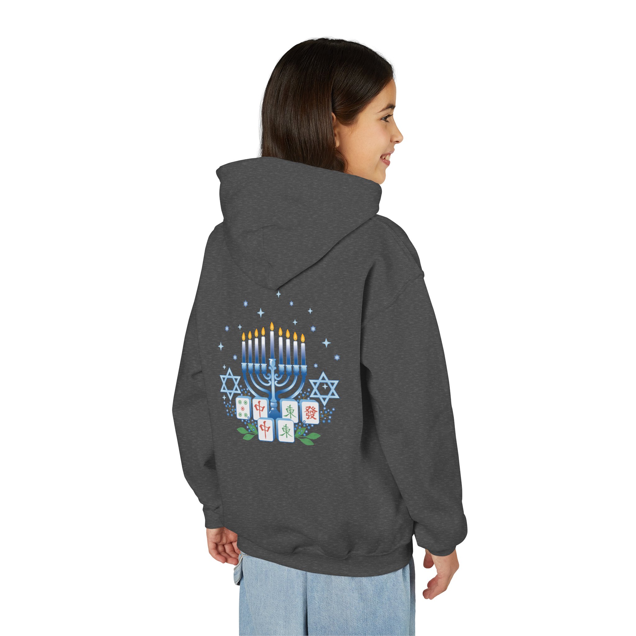 Copy of Merry Mahjong Youth Hoodie | Holiday Gnome Kids’ Hooded Sweatshirt - Image 47