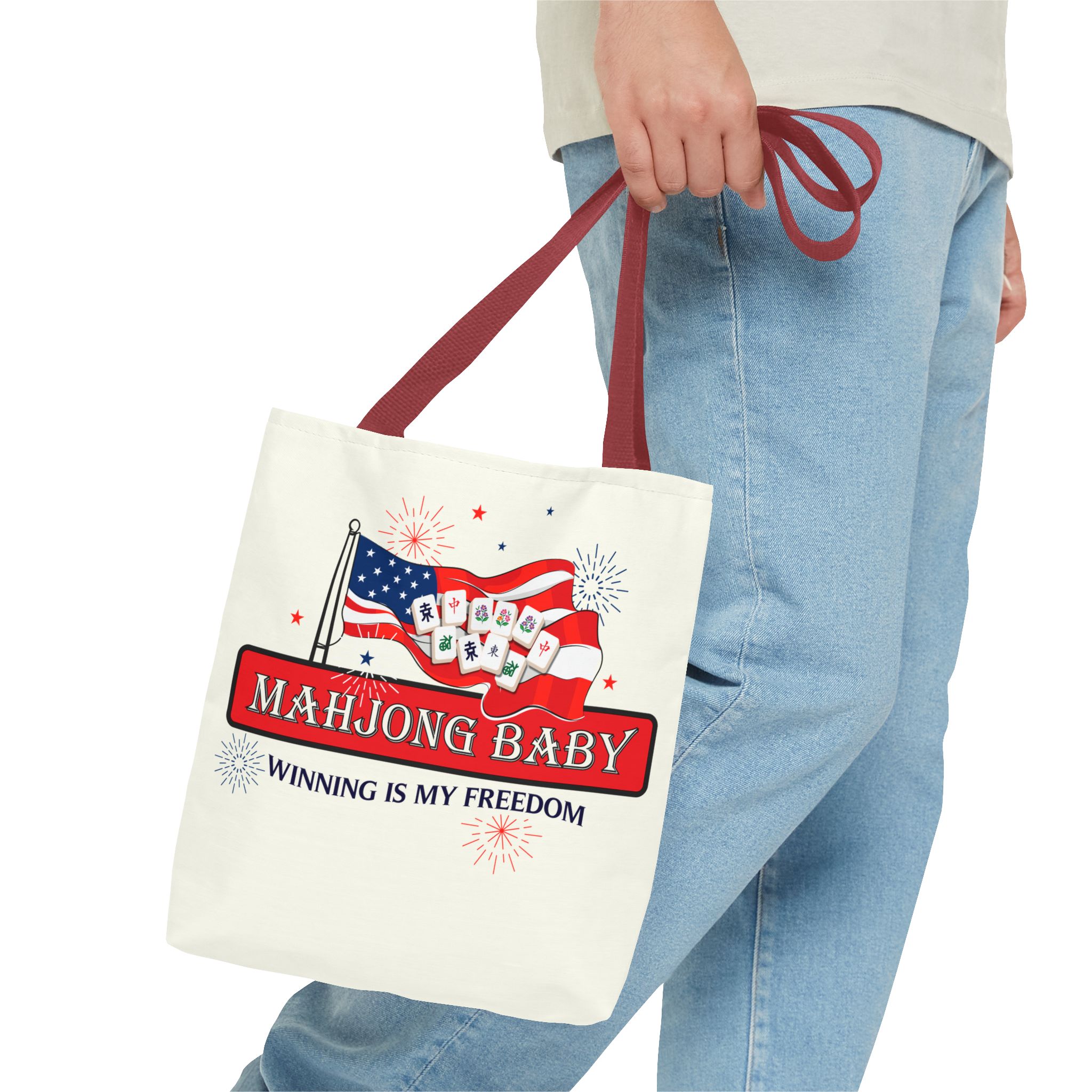 Patriotic Mahjong Tote Bag | Mahjong Baby Red White & Blue Carryall - Image 18