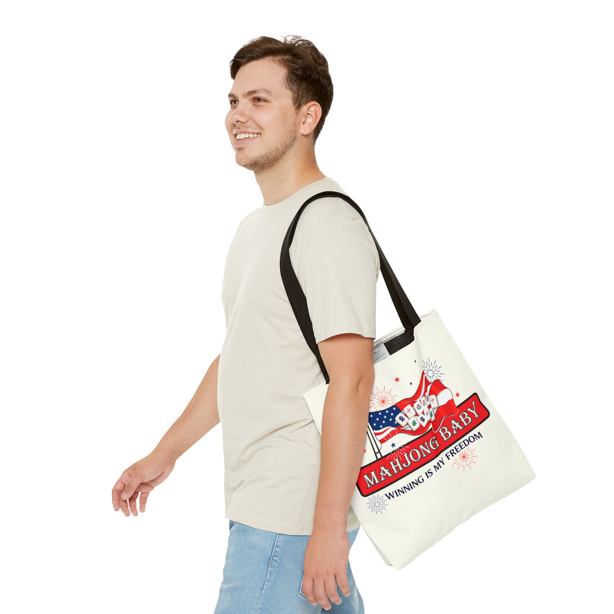 Patriotic Mahjong Tote Bag | Mahjong Baby Red White & Blue Carryall - Image 3