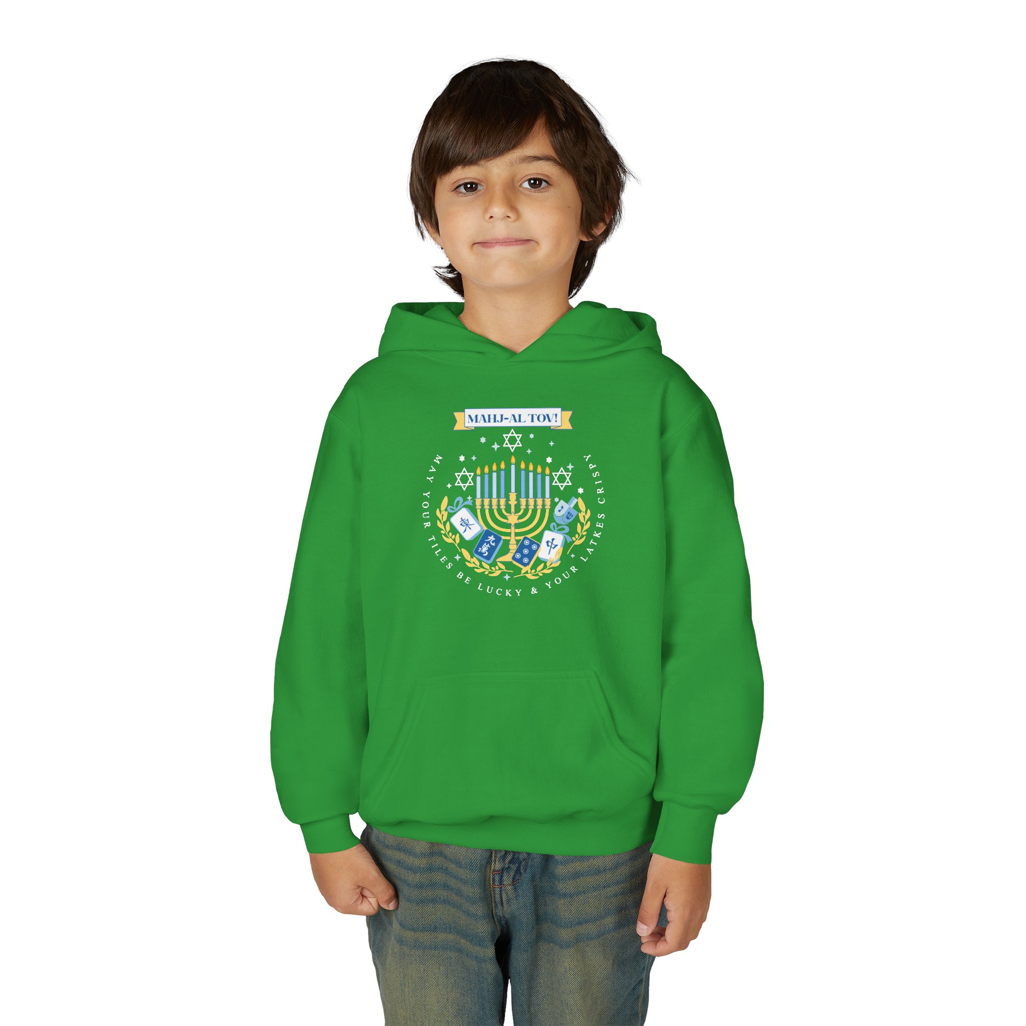 Copy of Merry Mahjong Youth Hoodie | Holiday Gnome Kids’ Hooded Sweatshirt - Image 16